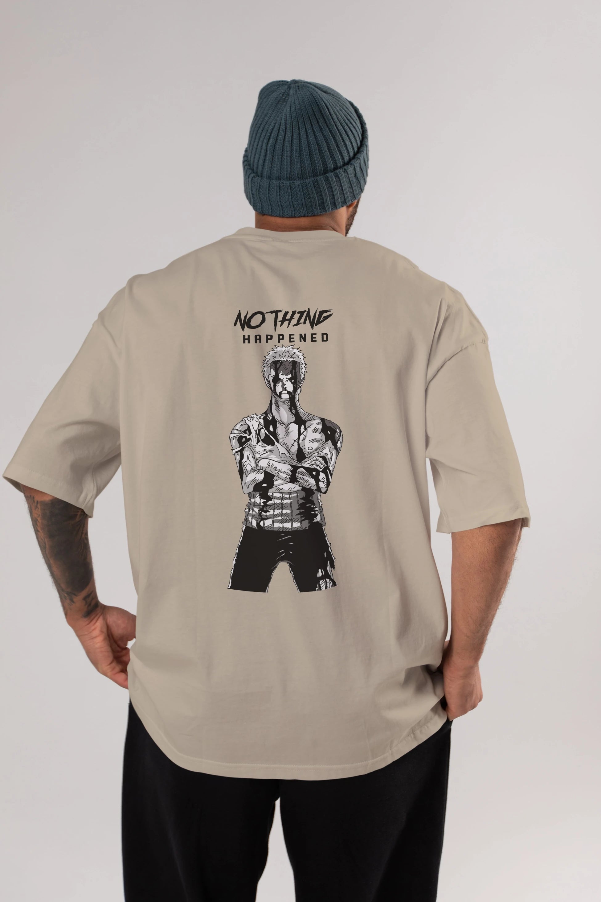 Roronoa Zoro 3 Anime Arka Baskılı Oversize t-shirt Erkek Kadın Unisex %100 pamuk tişort