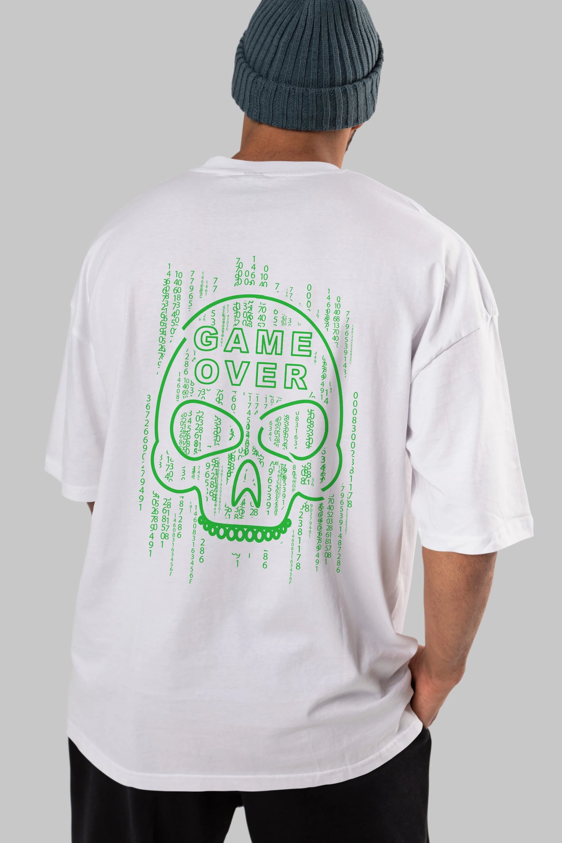 Game Over Arka Baskılı Oversize t-shirt Erkek Kadın Unisex