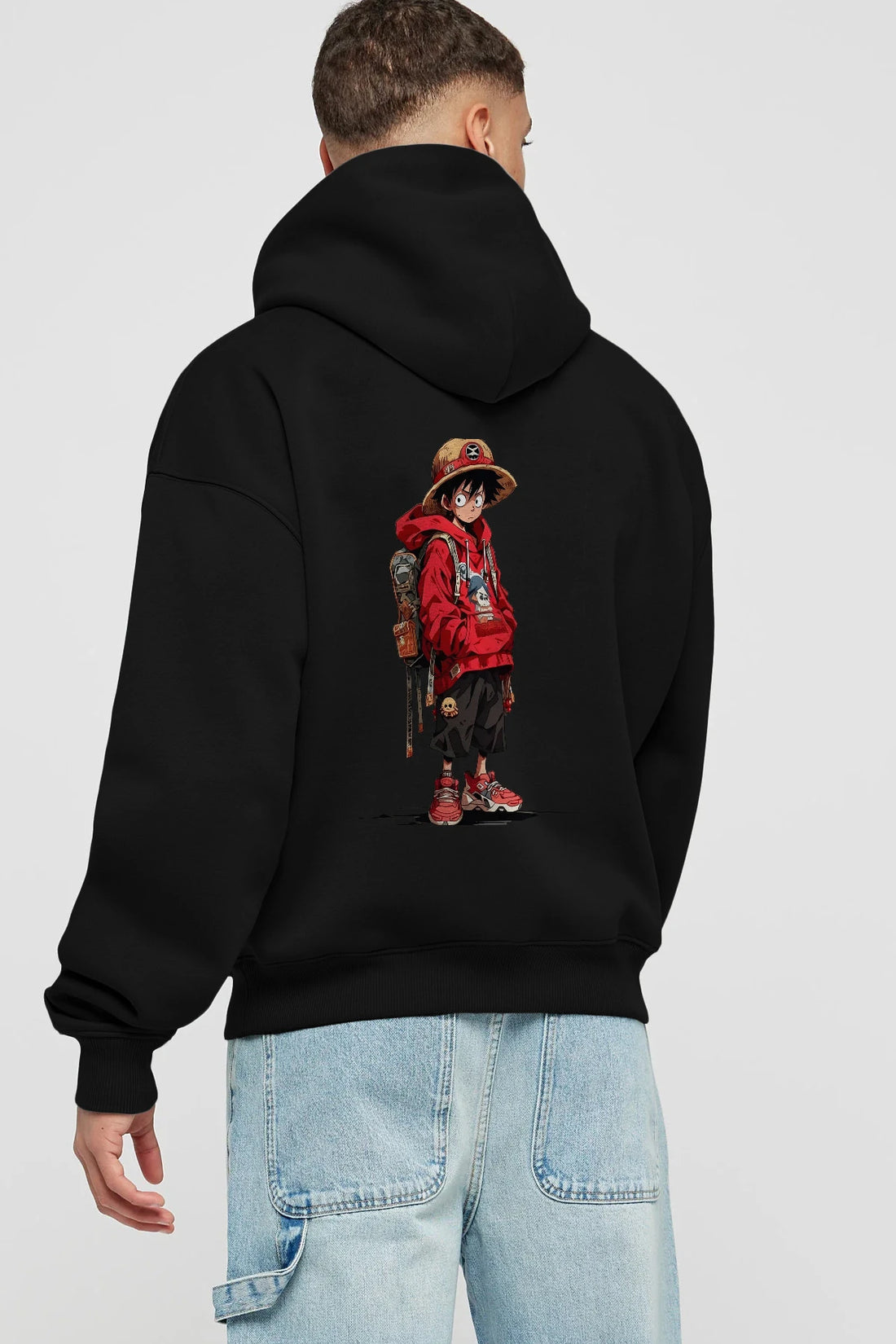 One Piece Arka Baskılı Hoodie Oversize Kapüşonlu Sweatshirt Erkek Kadın Unisex