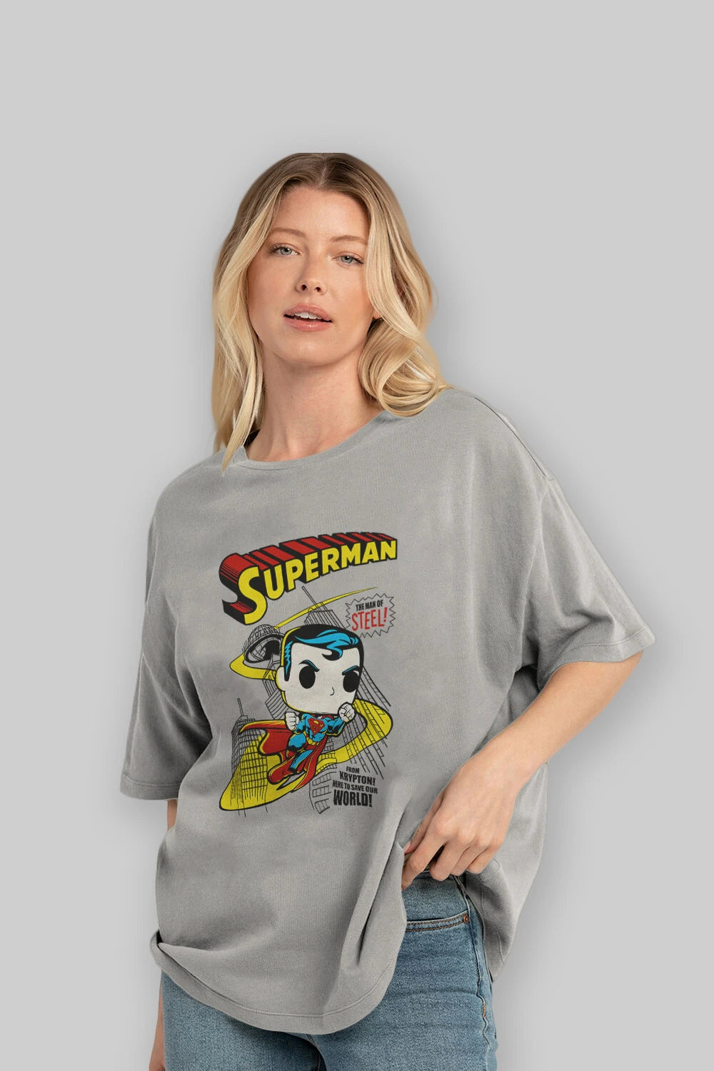 Superman (2) Ön Baskılı Oversize t-shirt Erkek Kadın Unisex %100 Pamuk Bisiklet Yaka tişort
