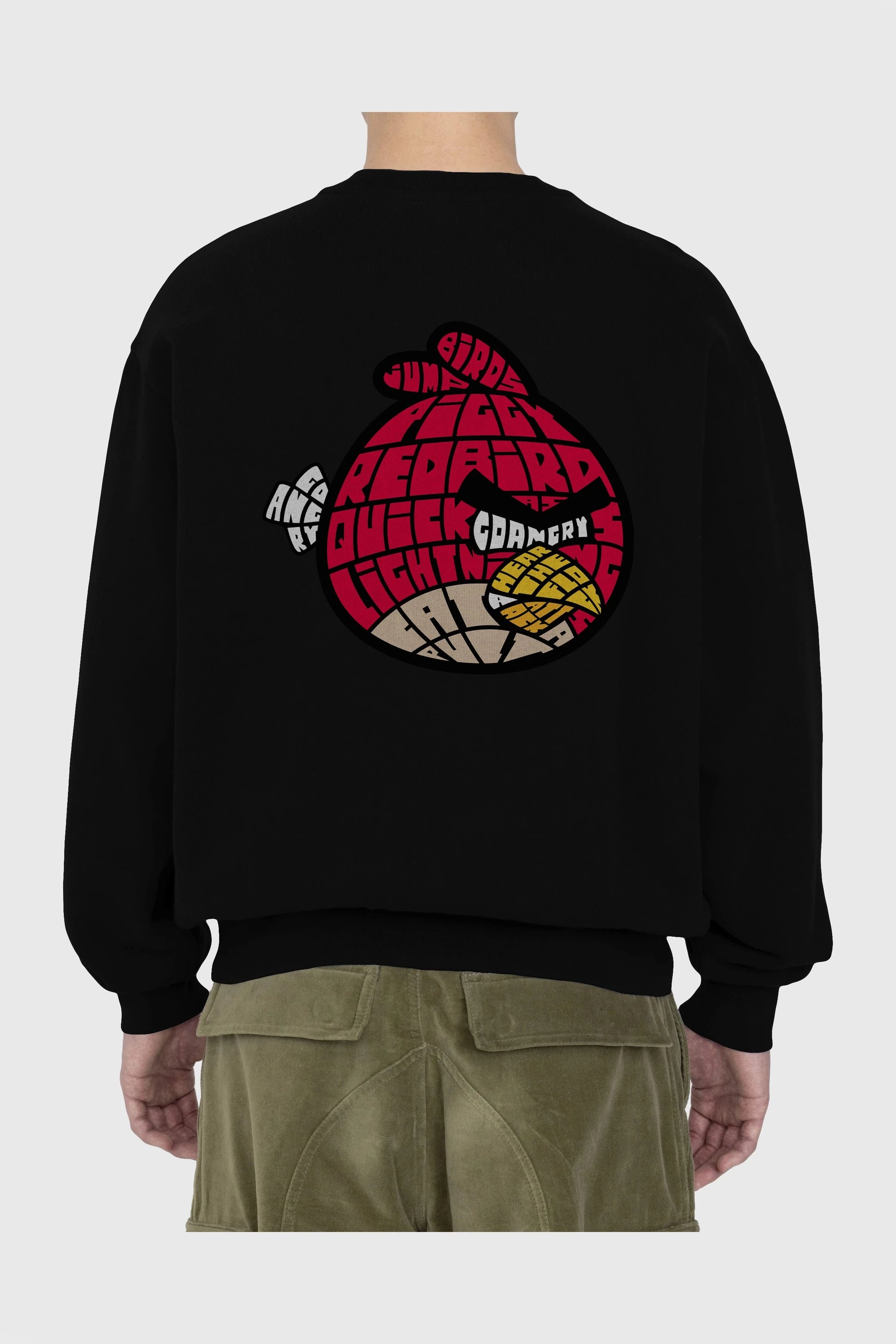 Bird With Anger Arka Baskılı Oversize Sweatshirt Erkek Kadın Unisex