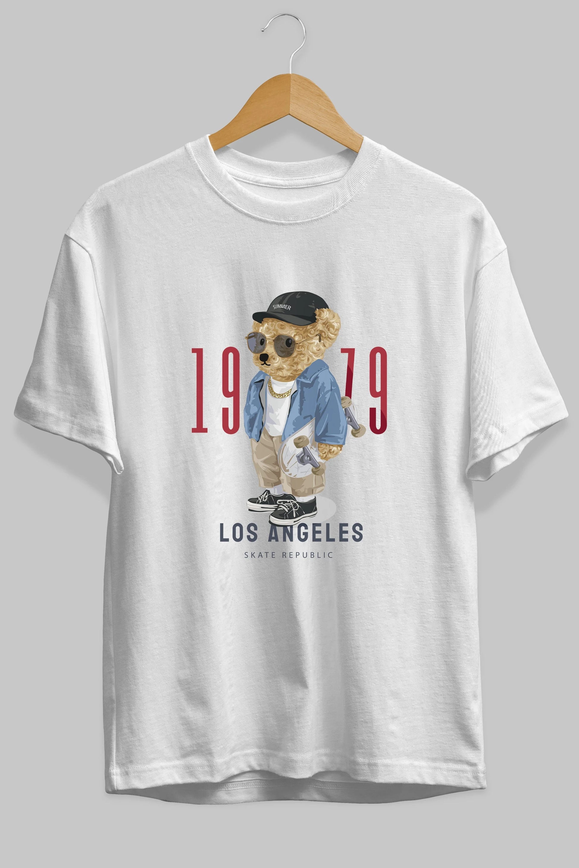 Teddy Bear Los Angeles Ön Baskılı Oversize t-shirt Erkek Kadın Unisex %100 Pamuk