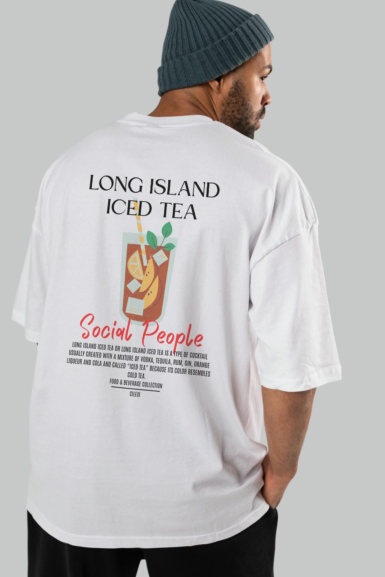 Long Island ıced tea Kokteyl Serisi Baskılı Oversize t-shirt Erkek Kadın Unisex %100 Pamuk Bisiklet Yaka tişort