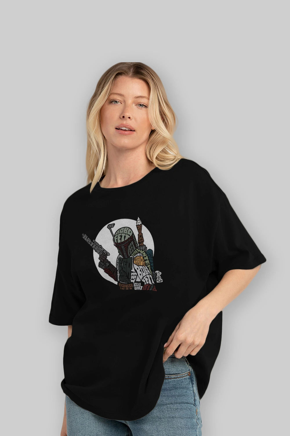 Boba Fett Ön Baskılı Oversize t-shirt %100 pamuk Erkek Kadın Unisex