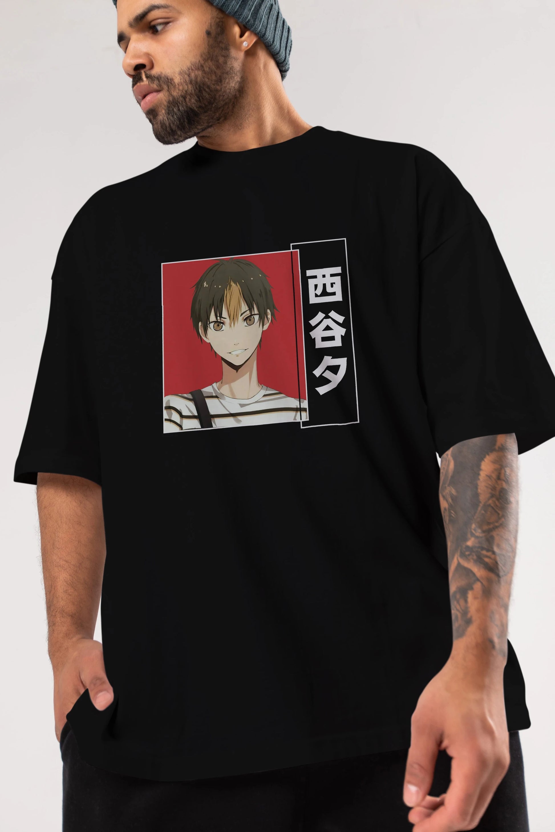 Yuu Nishinoya 1 Anime Ön Baskılı Oversize t-shirt %100 pamuk Erkek Kadın Unisex