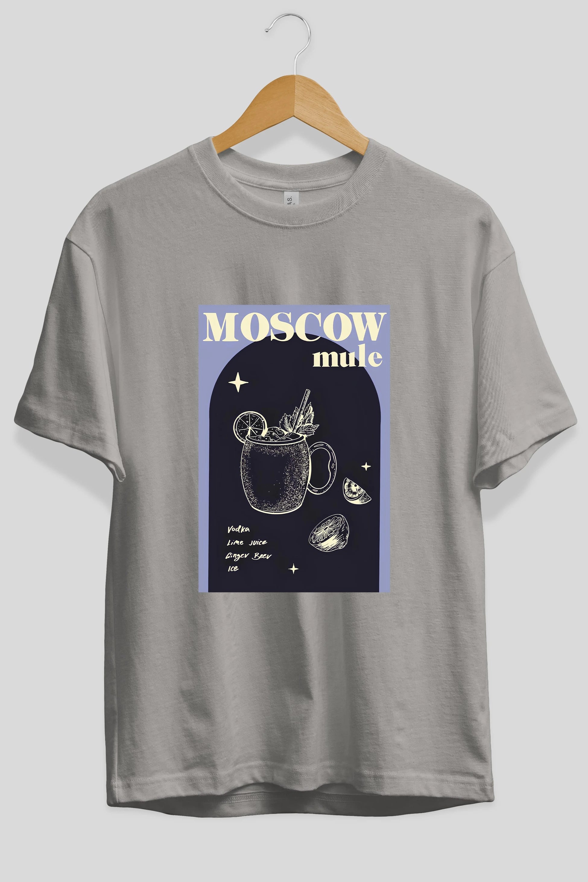 Moscow Mule Ön Baskılı Oversize t-shirt Erkek Kadın Unisex %100 Pamuk Bisiklet Yaka tişort