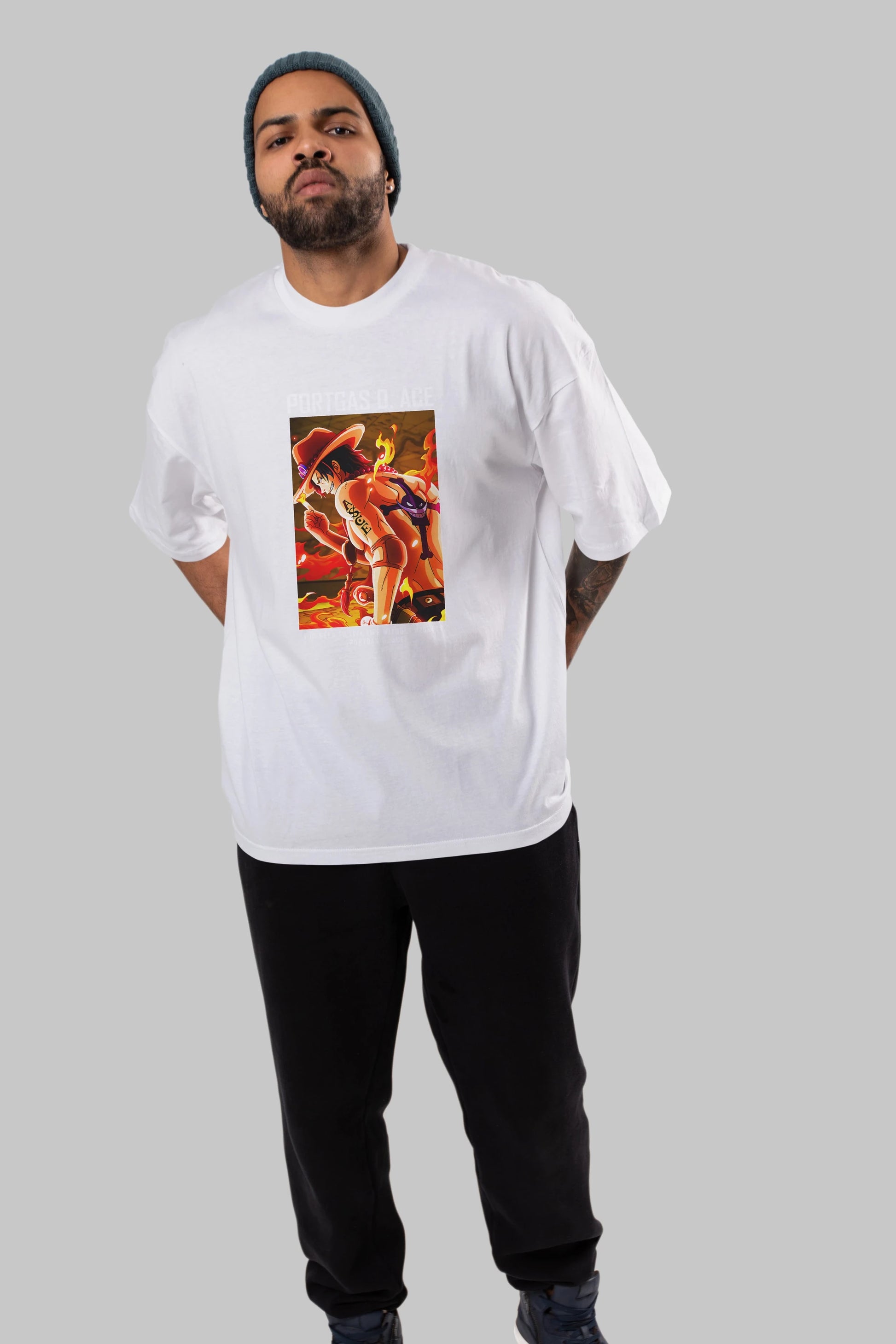 Portgas D. Ace Anime Ön Baskılı Oversize t-shirt Erkek Kadın Unisex