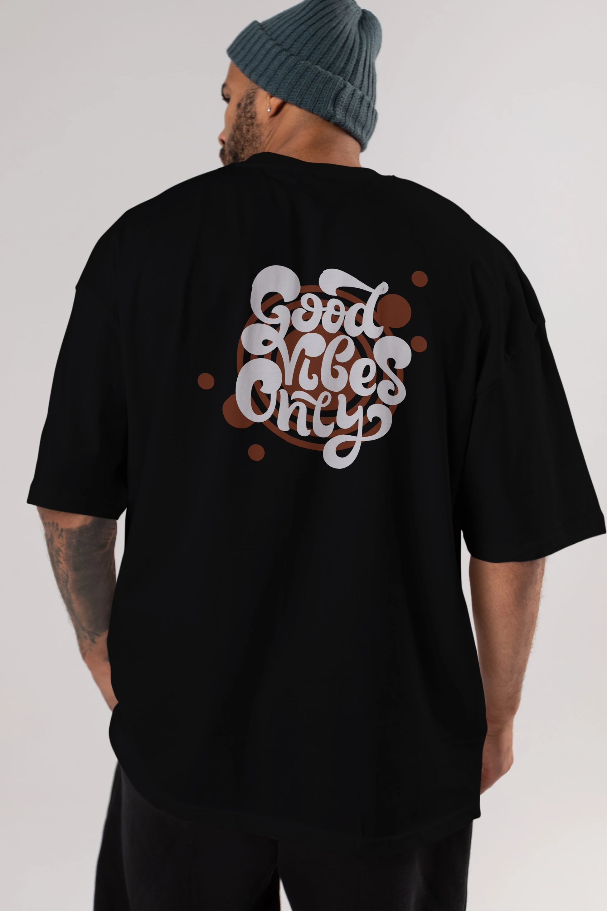 Good Vibes Only Yazılı Arka Baskılı Oversize t-shirt Erkek Kadın Unisex