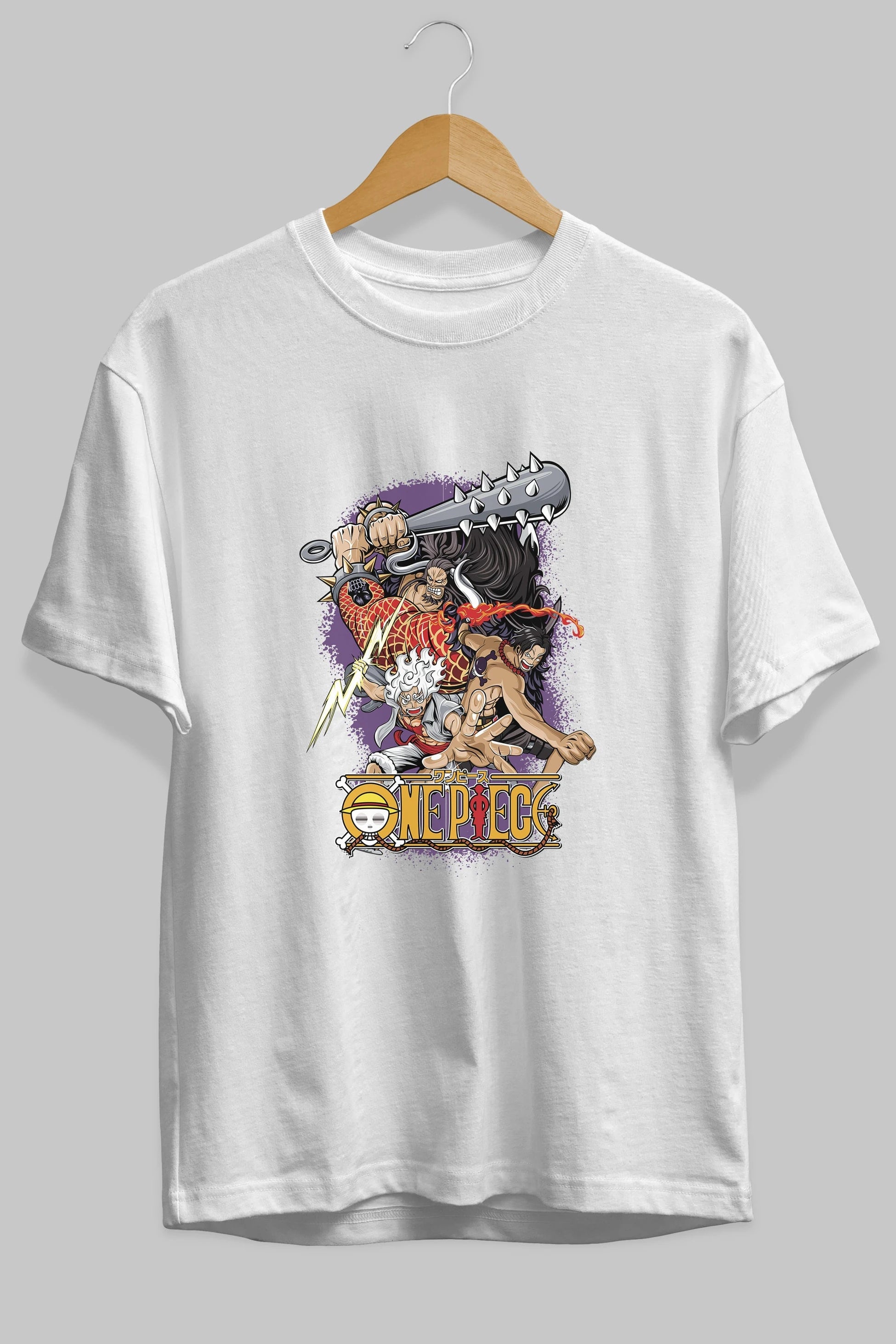ONE PIECE (6) Anime Ön Baskılı Oversize t-shirt %100 pamuk Erkek Kadın Unisex