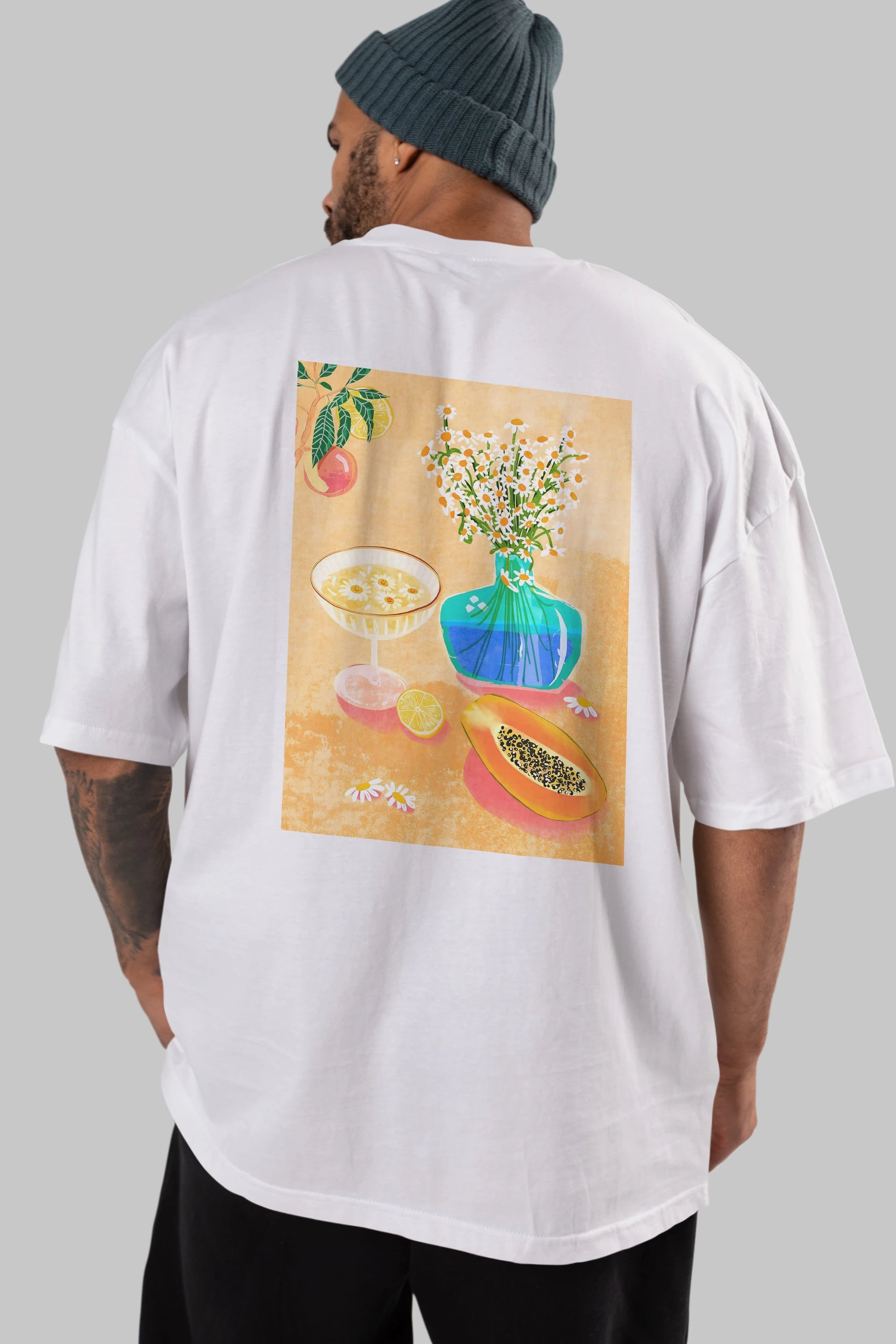 Cheers 2 Arka Baskılı Oversize t-shirt Erkek Kadın Unisex %100 Pamuk Bisiklet Yaka tişort
