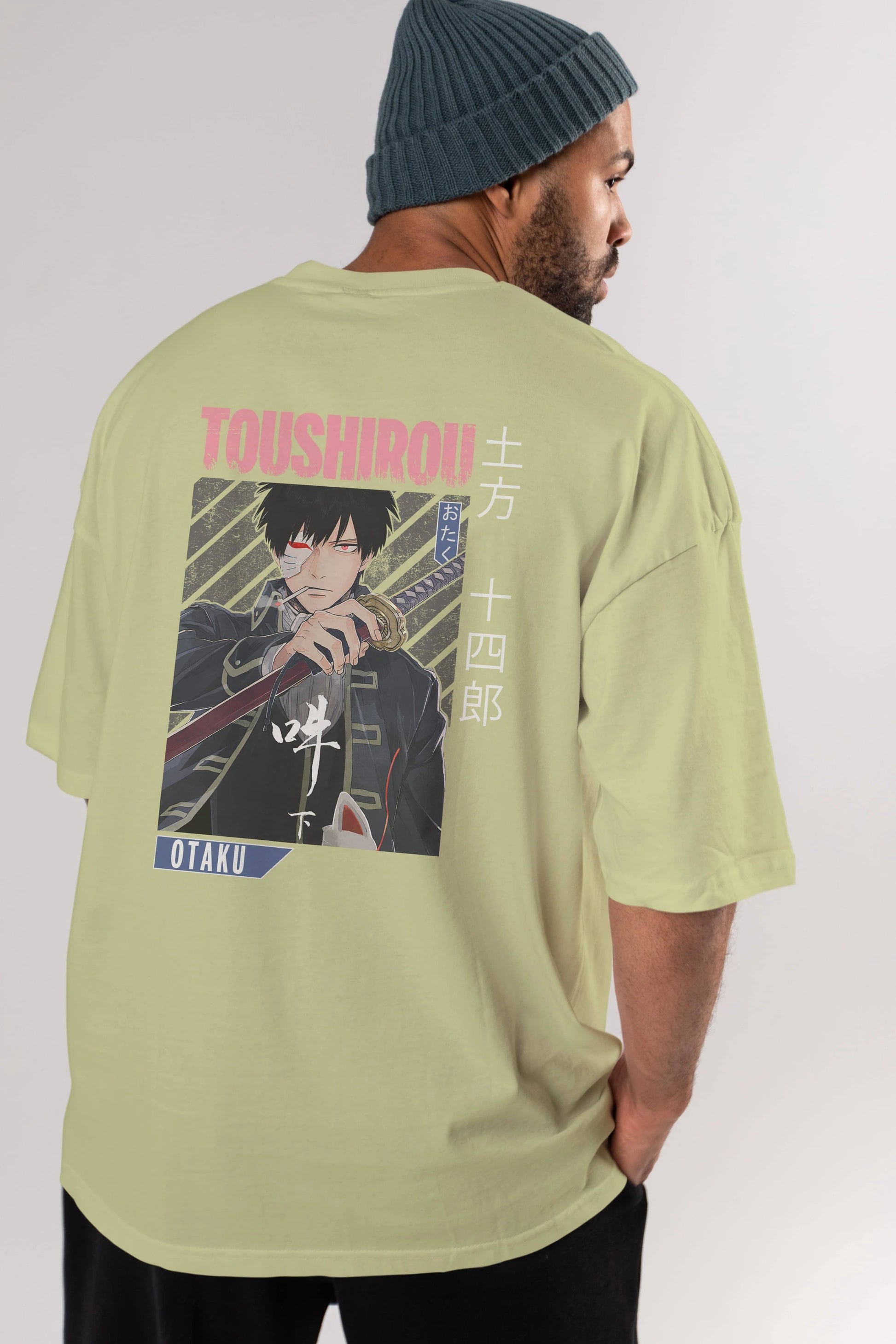 Toushirou Hijikata 1 Anime Arka Baskılı Oversize t-shirt Erkek Kadın Unisex