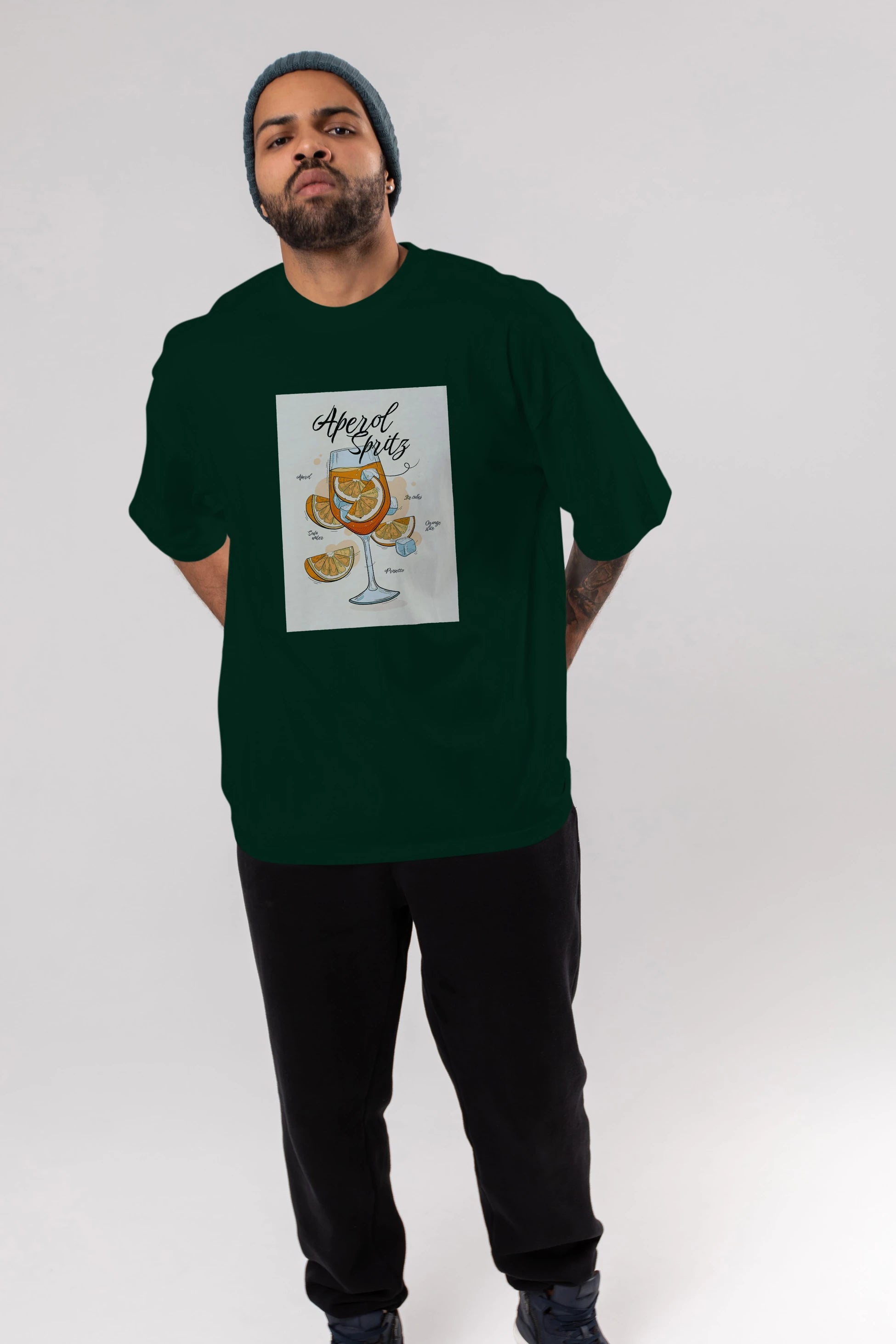 Aperol Spritz 6 Ön Baskılı Oversize t-shirt Erkek Kadın Unisex %100 Pamuk Bisiklet Yaka tişort