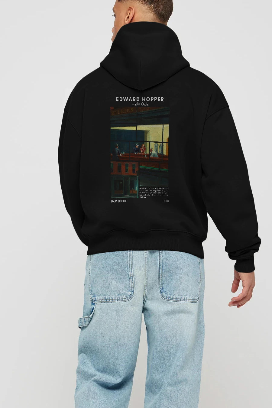 Edward Hopper Night Owls Arka Baskılı Hoodie Oversize Kapüşonlu Sweatshirt Erkek Kadın