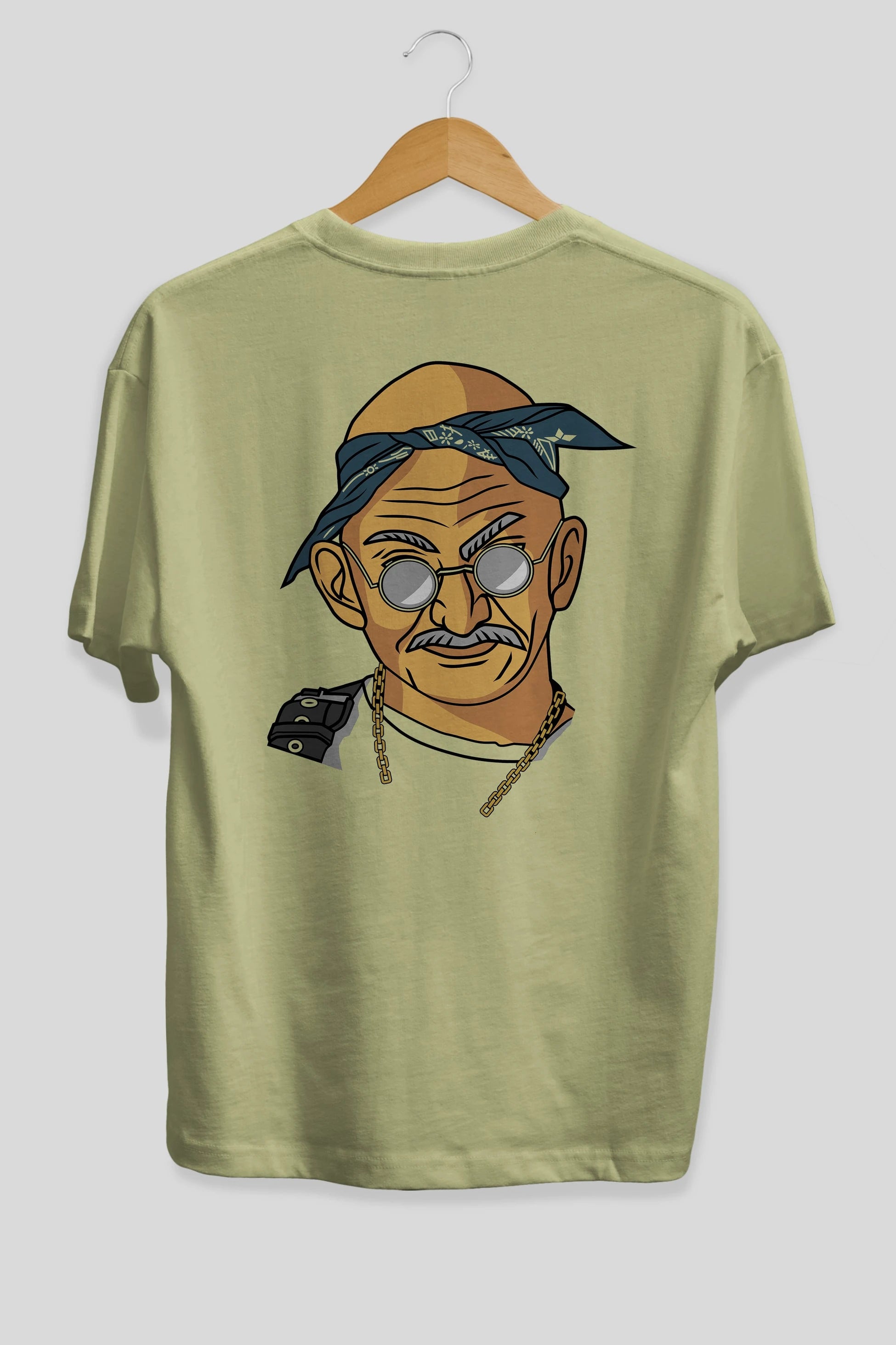Tupac Gandhi Arka Baskılı Oversize t-shirt Erkek Kadın Unisex %100 Pamuk tişort