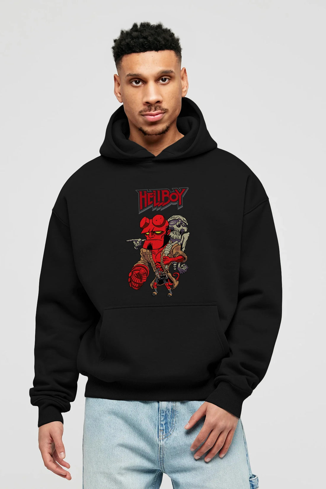 Hellboy (2) Ön Baskılı Hoodie Oversize Kapüşonlu Sweatshirt Erkek Kadın Unisex