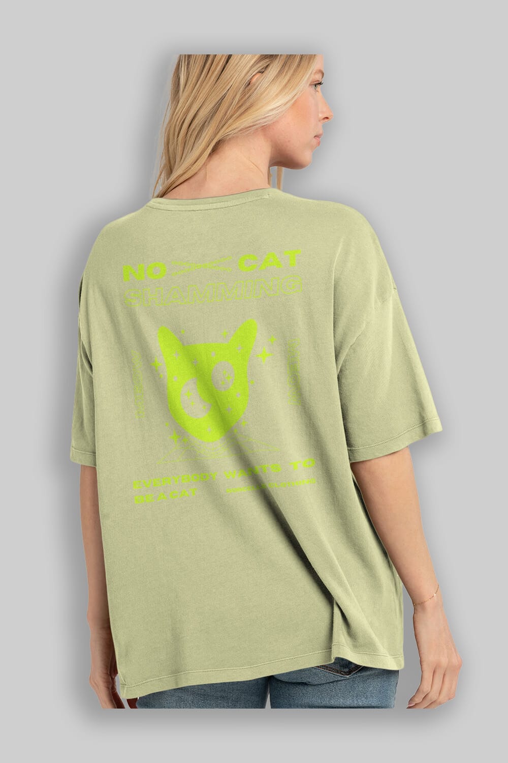 No Cat Shamming Yazılı Arka Baskılı Oversize t-shirt Erkek Kadın Unisex