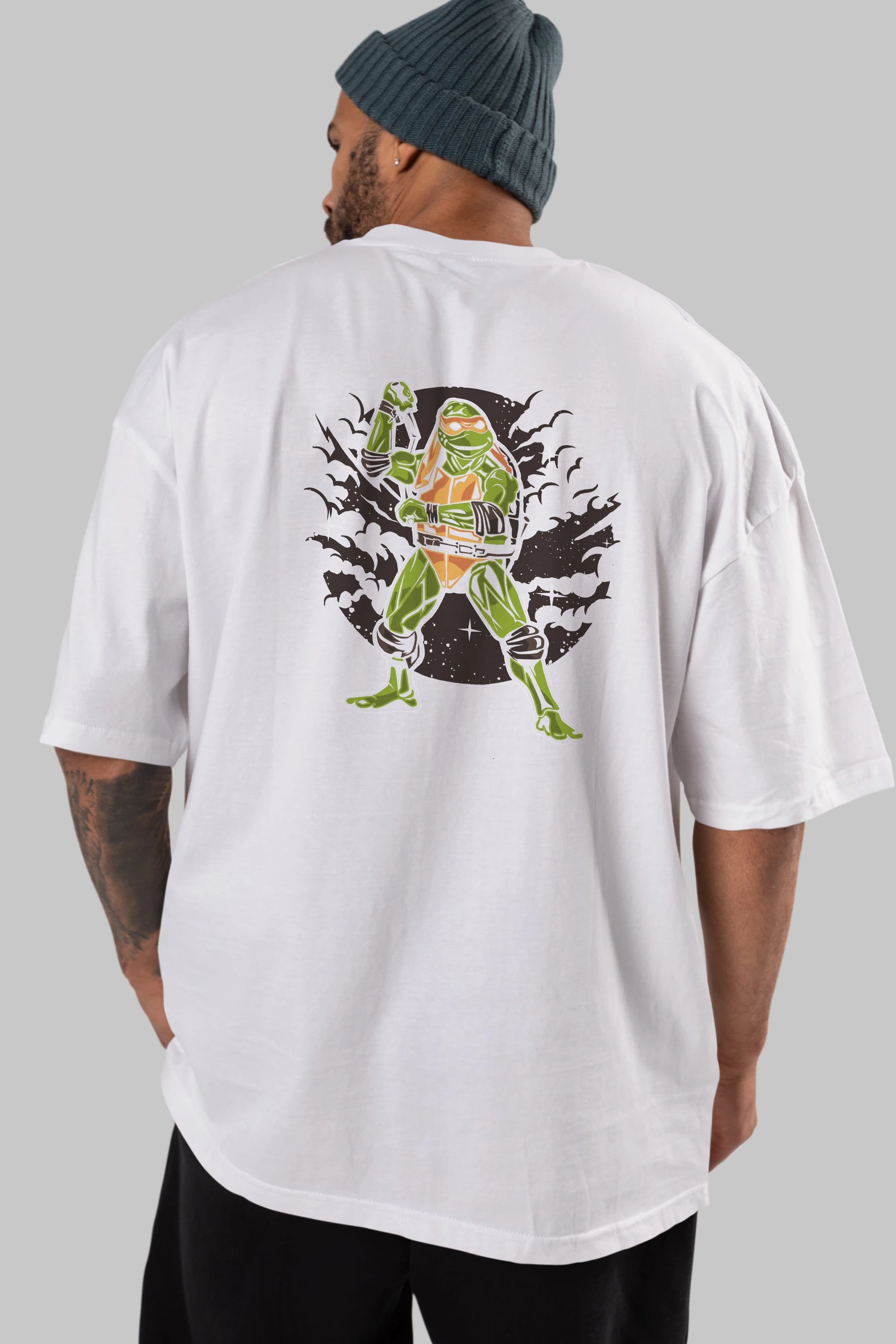 TURTLES Arka Baskılı Oversize t-shirt Erkek Kadın Unisex %100 Pamuk