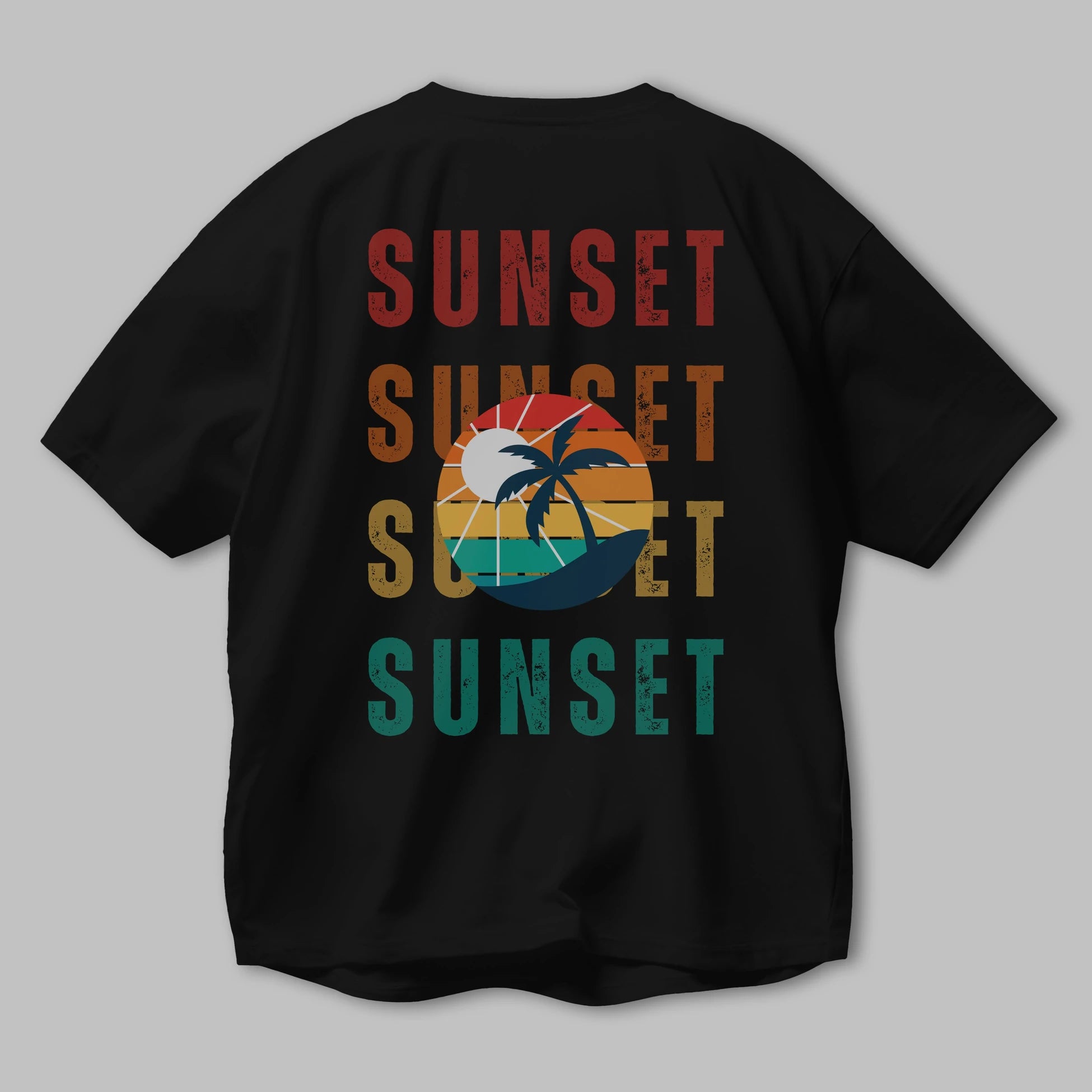 Sunset Yazılı Arka Baskılı Oversize t-shirt Erkek Kadın Unisex