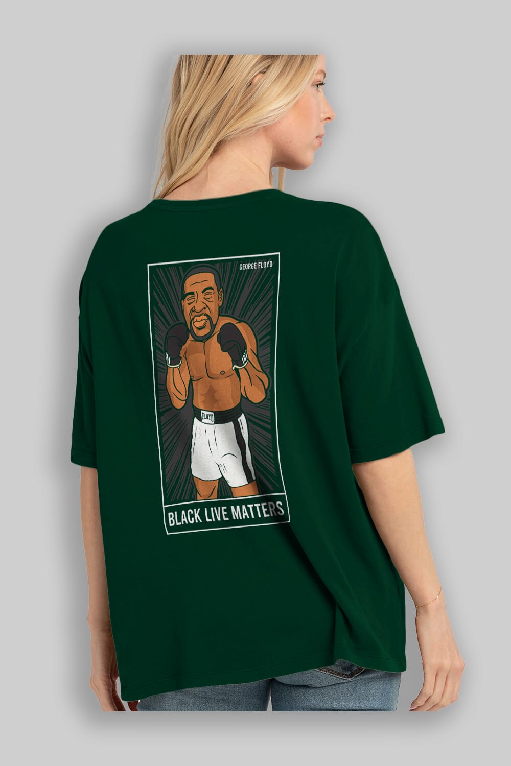 George Floyd Boxer Arka Baskılı Oversize t-shirt Erkek Kadın Unisex %100 Pamuk tişort