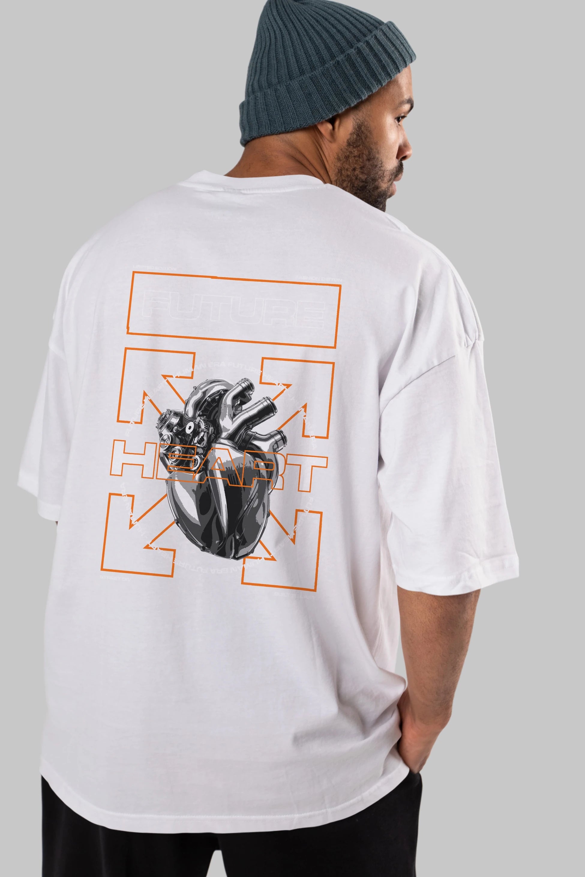 Future Heart Arka Baskılı Oversize t-shirt Erkek Kadın Unisex