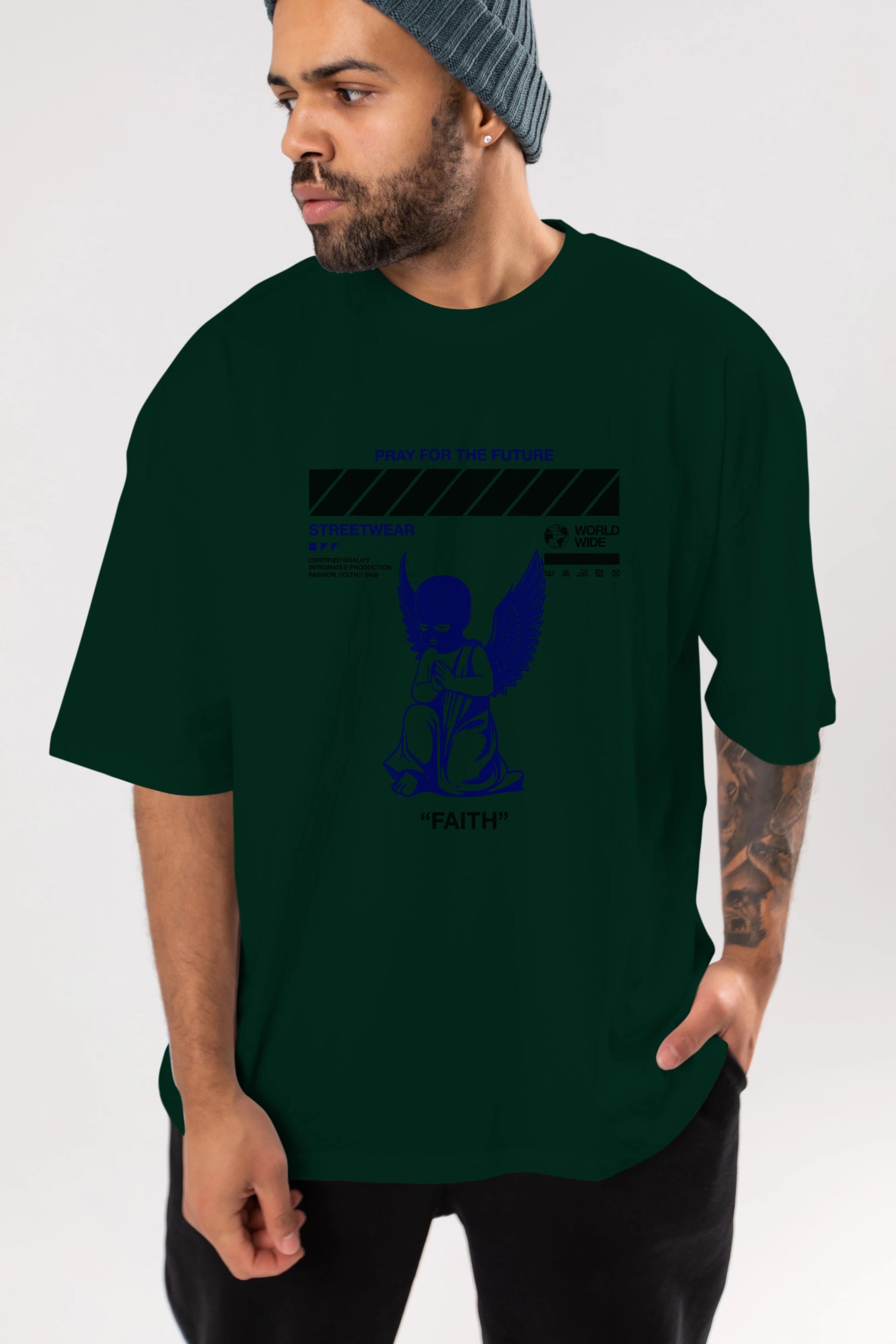 Pray for The Future Ön Baskılı Oversize t-shirt Erkek Kadın Unisex