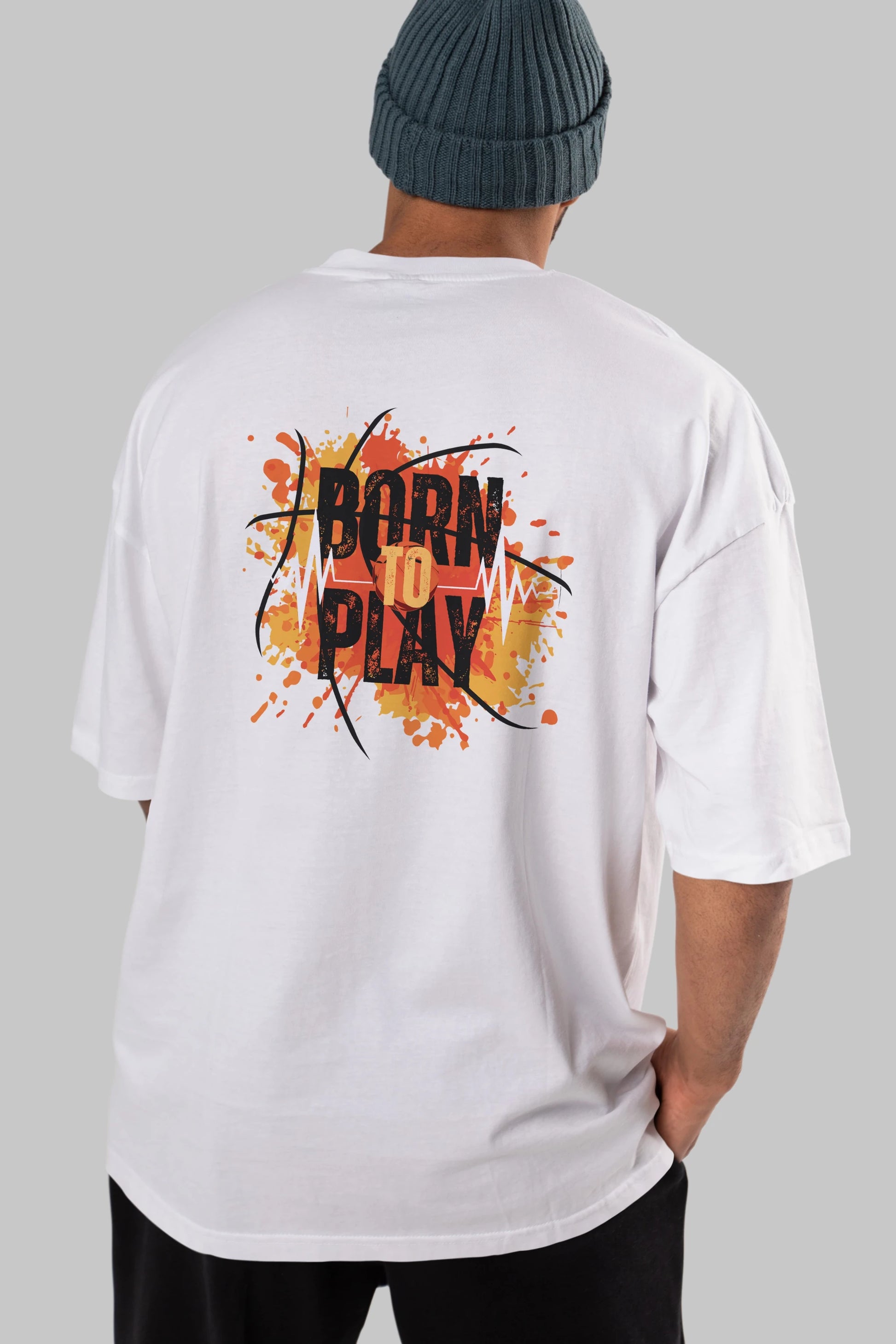 Born to Play Yazılı Arka Baskılı Oversize t-shirt Erkek Kadın Unisex