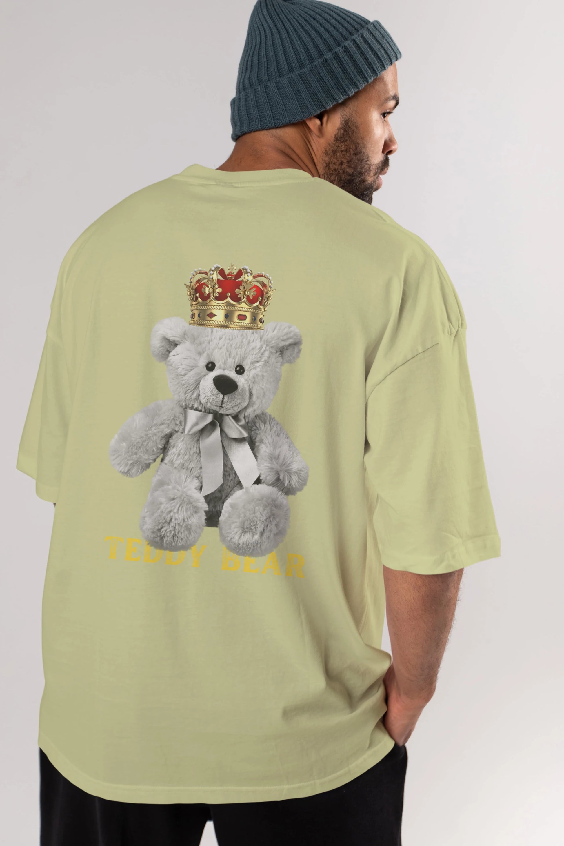 Teddy Bear Arka Baskılı Oversize t-shirt Erkek Kadın Unisex %100 Pamuk