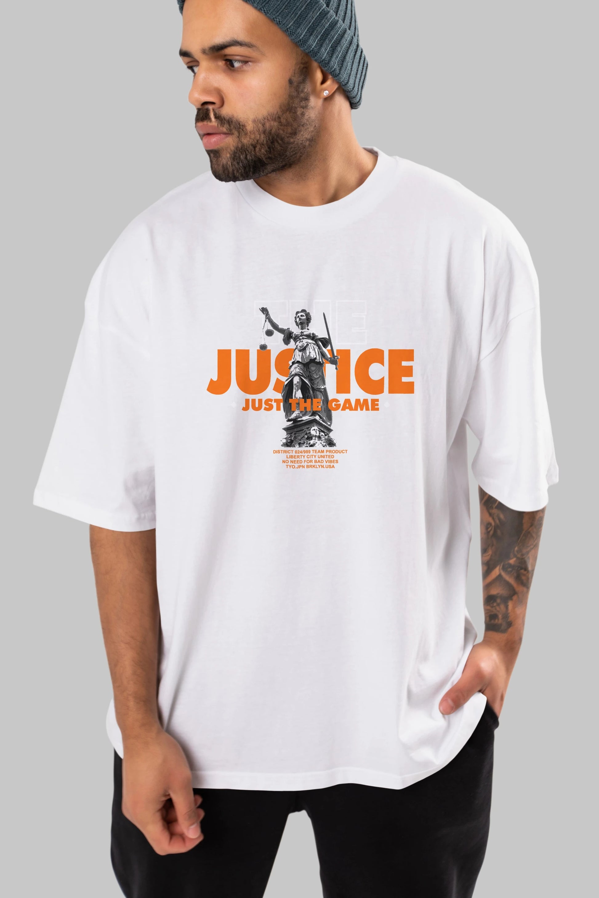 The Justice Ön Baskılı Oversize t-shirt Erkek Kadın Unisex