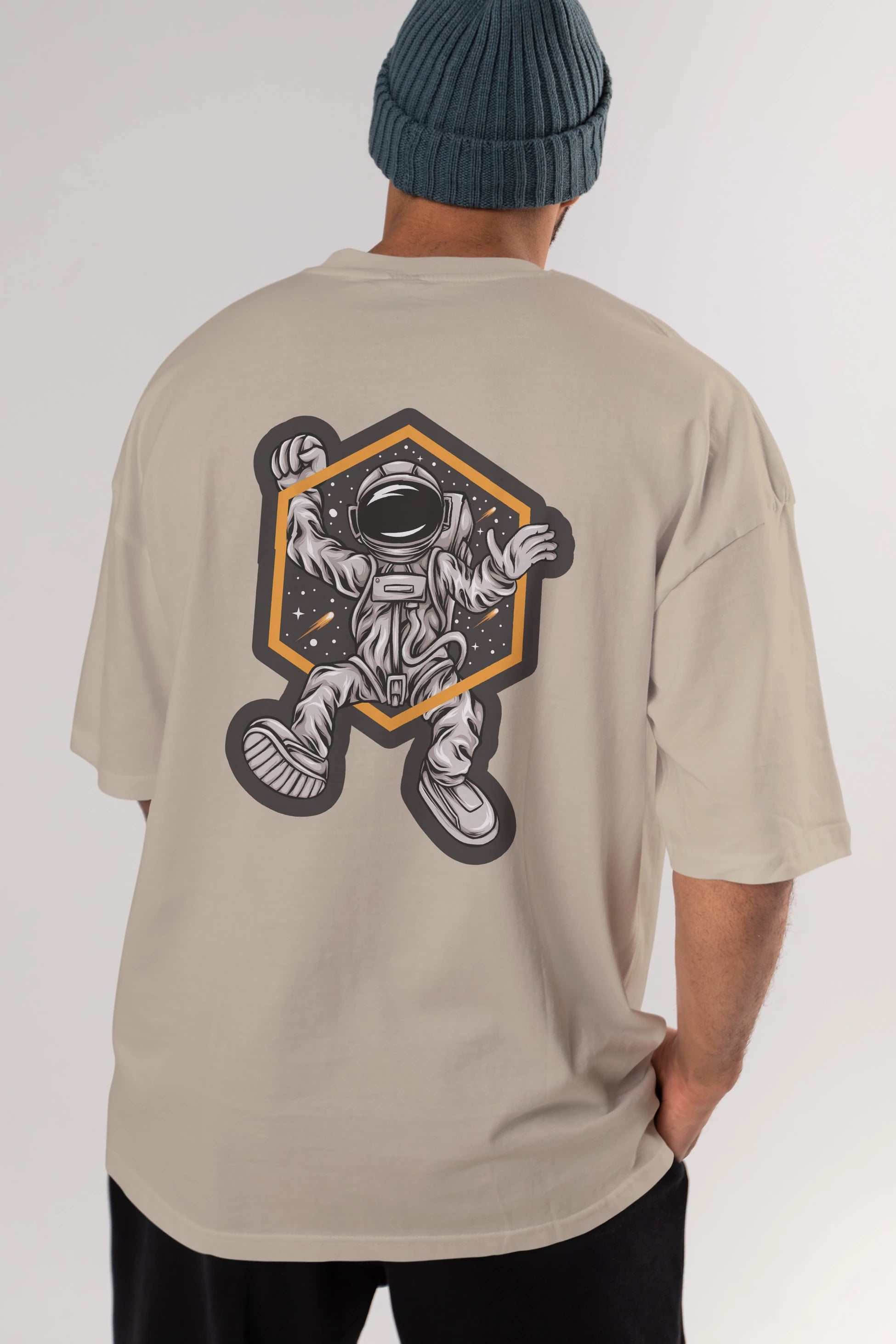 Astrofun Sticker Arka Baskılı Oversize t-shirt Erkek Kadın Unisex
