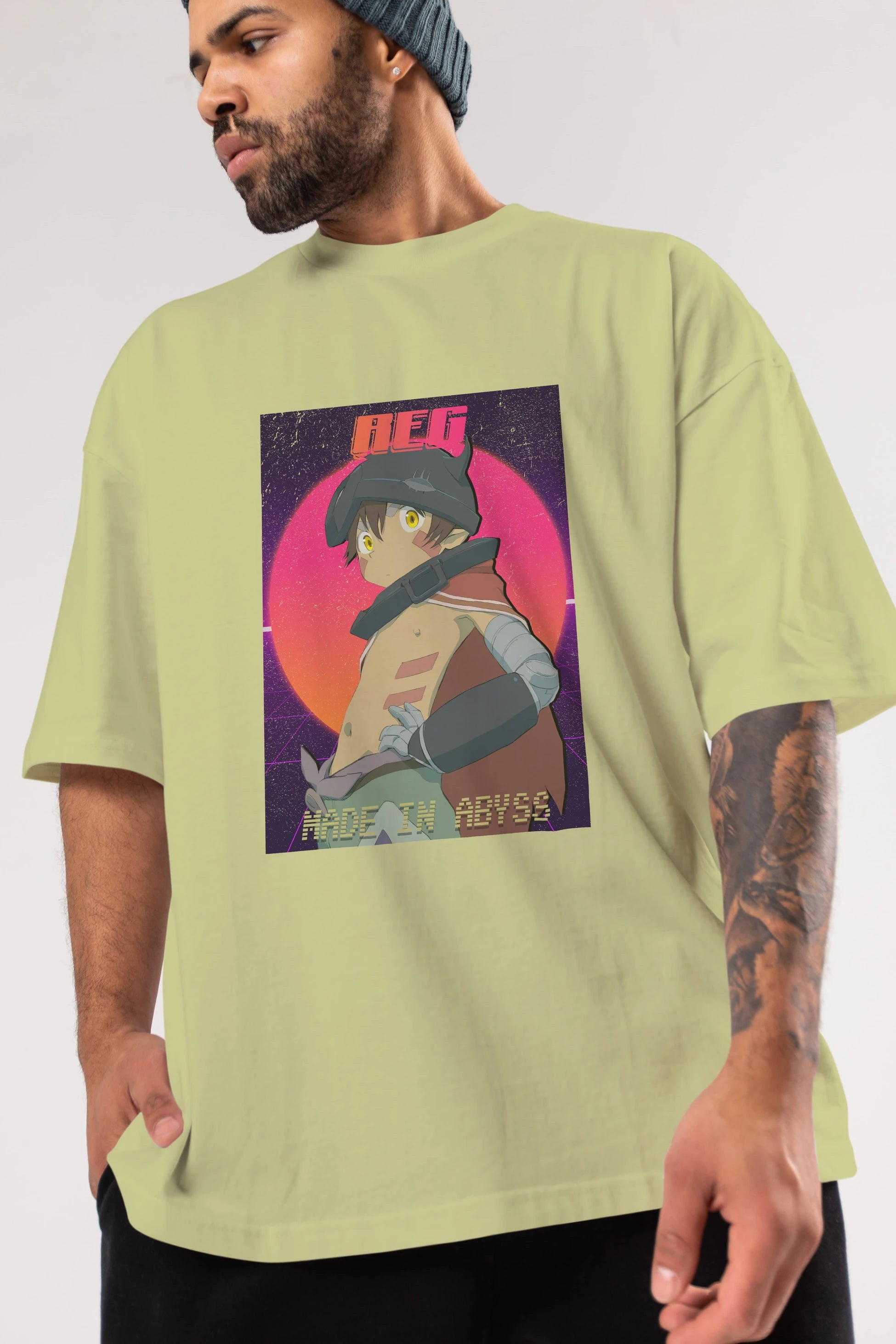 Reg 7 Anime Ön Baskılı Oversize t-shirt %100 pamuk Erkek Kadın Unisex