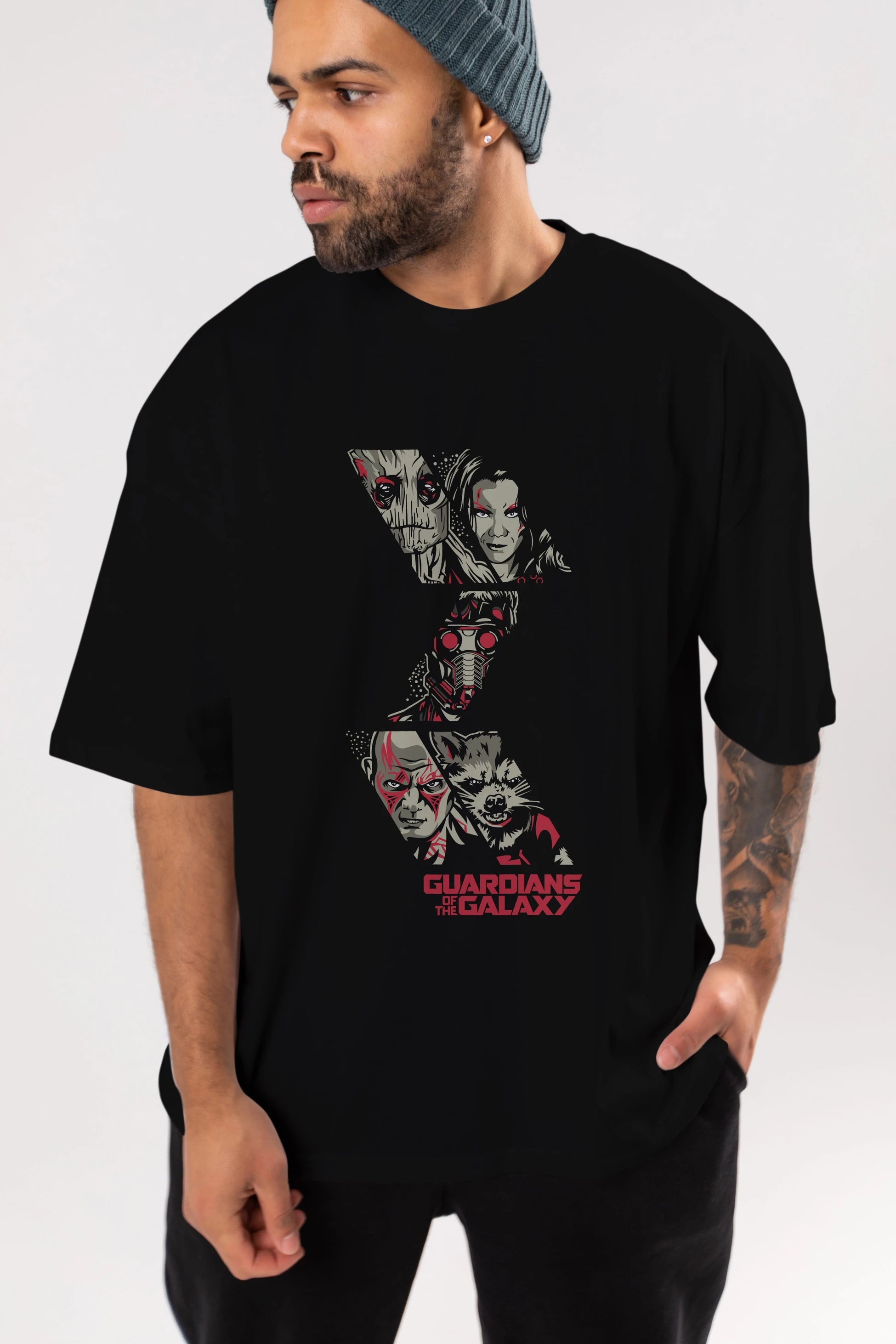 Guardians of The Galaxy (2) Ön Baskılı Oversize t-shirt Erkek Kadın Unisex %100 Pamuk Bisiklet Yaka tişort