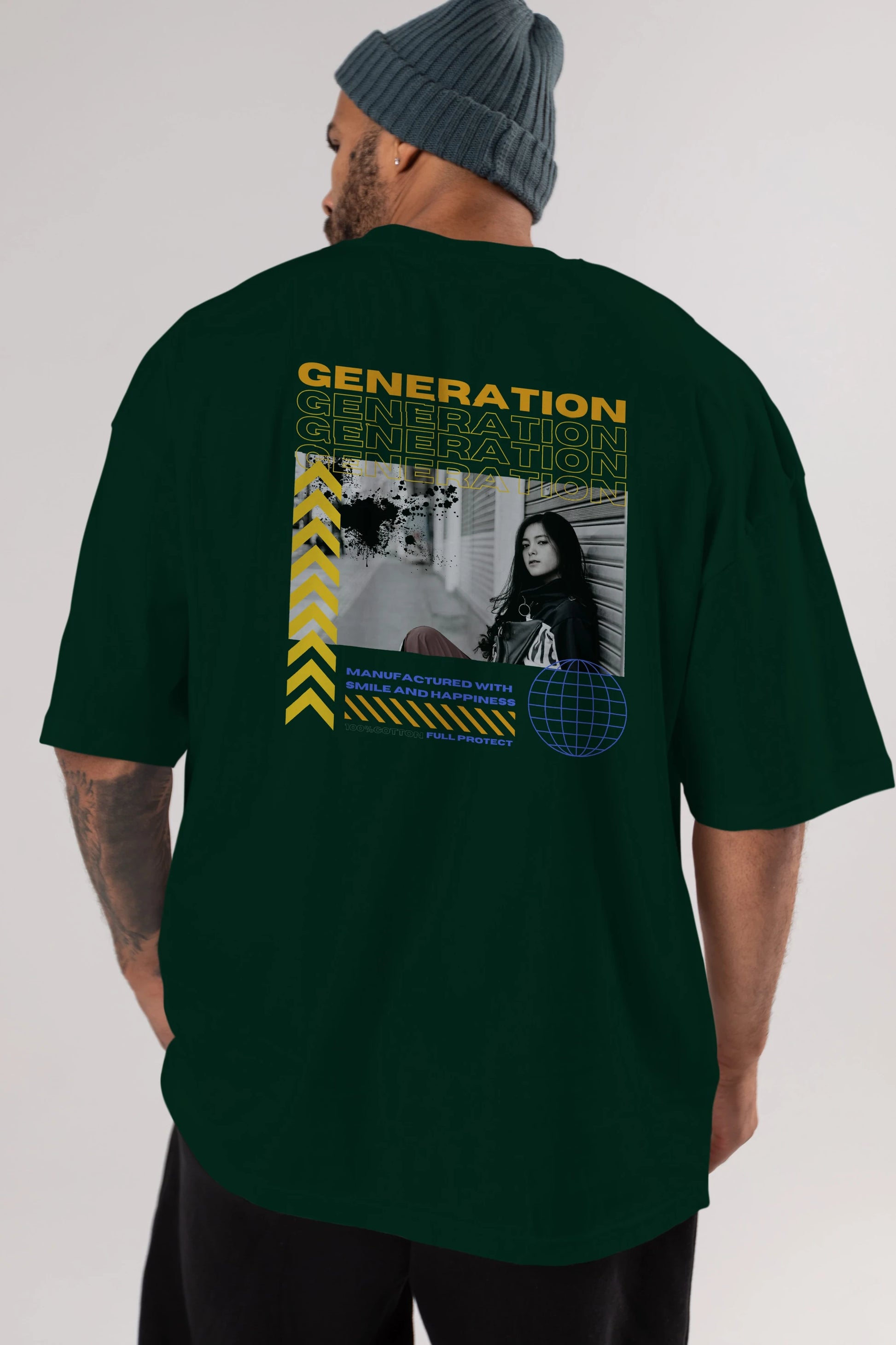 Generation Yazılı Arka Baskılı Oversize t-shirt Erkek Kadın Unisex