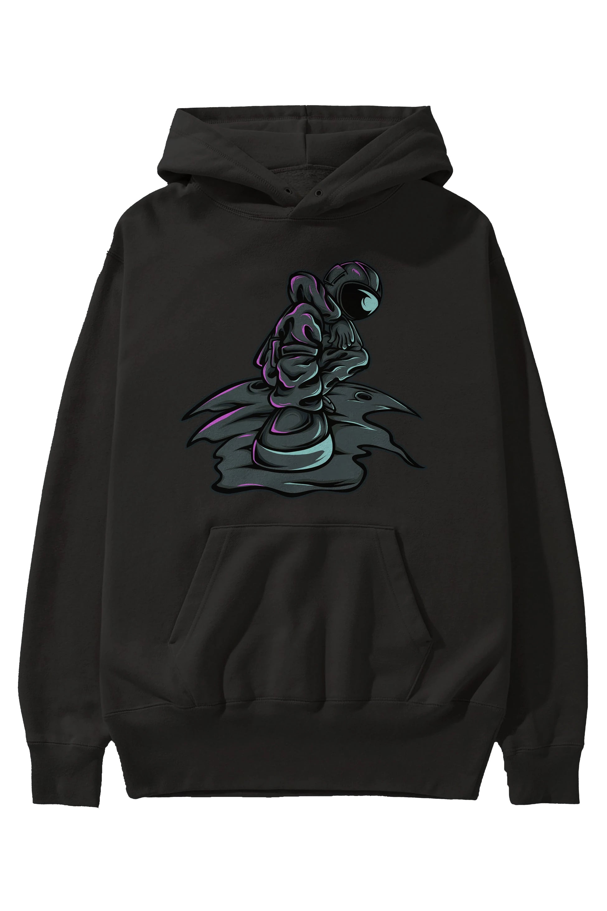 Stylish Astronaut Ön Baskılı Hoodie Oversize Kapüşonlu Sweatshirt Erkek Kadın Unisex