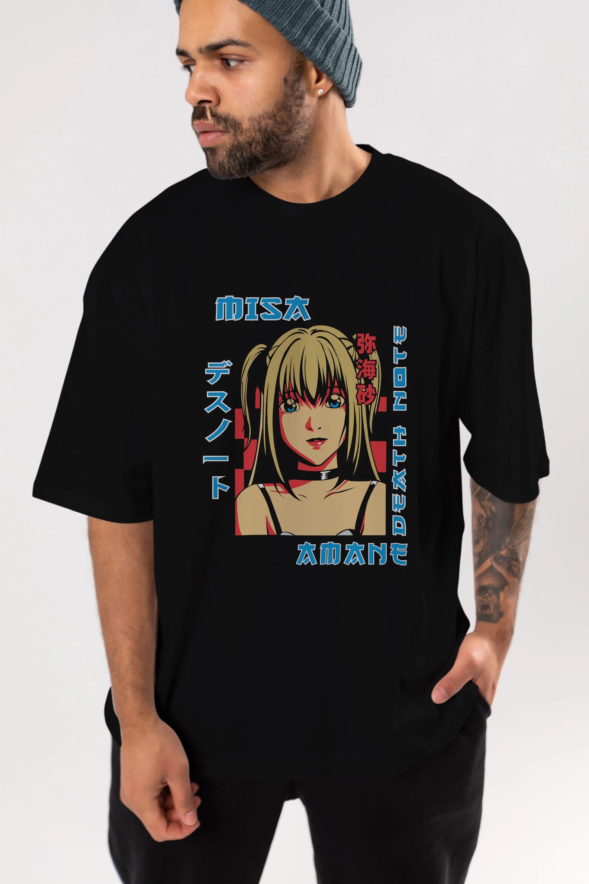 MISA-DEATH NOTE Anime Ön Baskılı Oversize t-shirt %100 pamuk Erkek Kadın Unisex