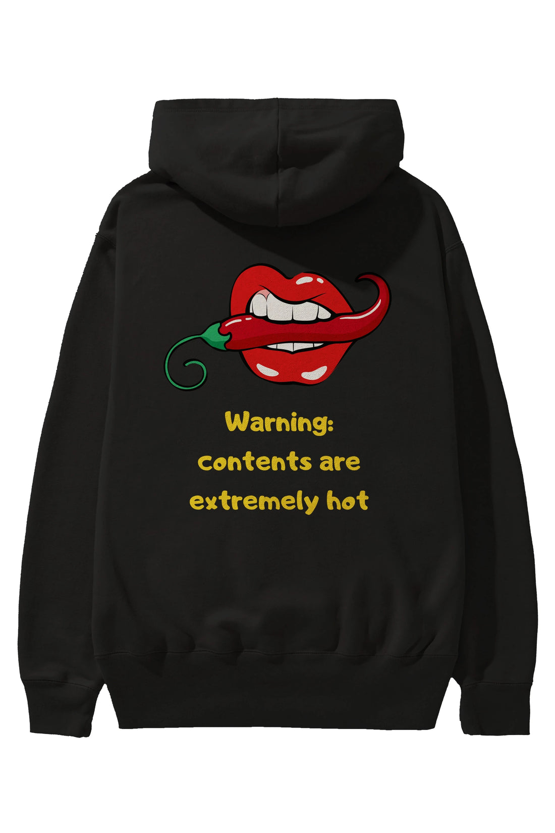 Warning Contents Yazılı Arka Baskılı Oversize Hoodie Kapüşonlu Sweatshirt Erkek Kadın Unisex