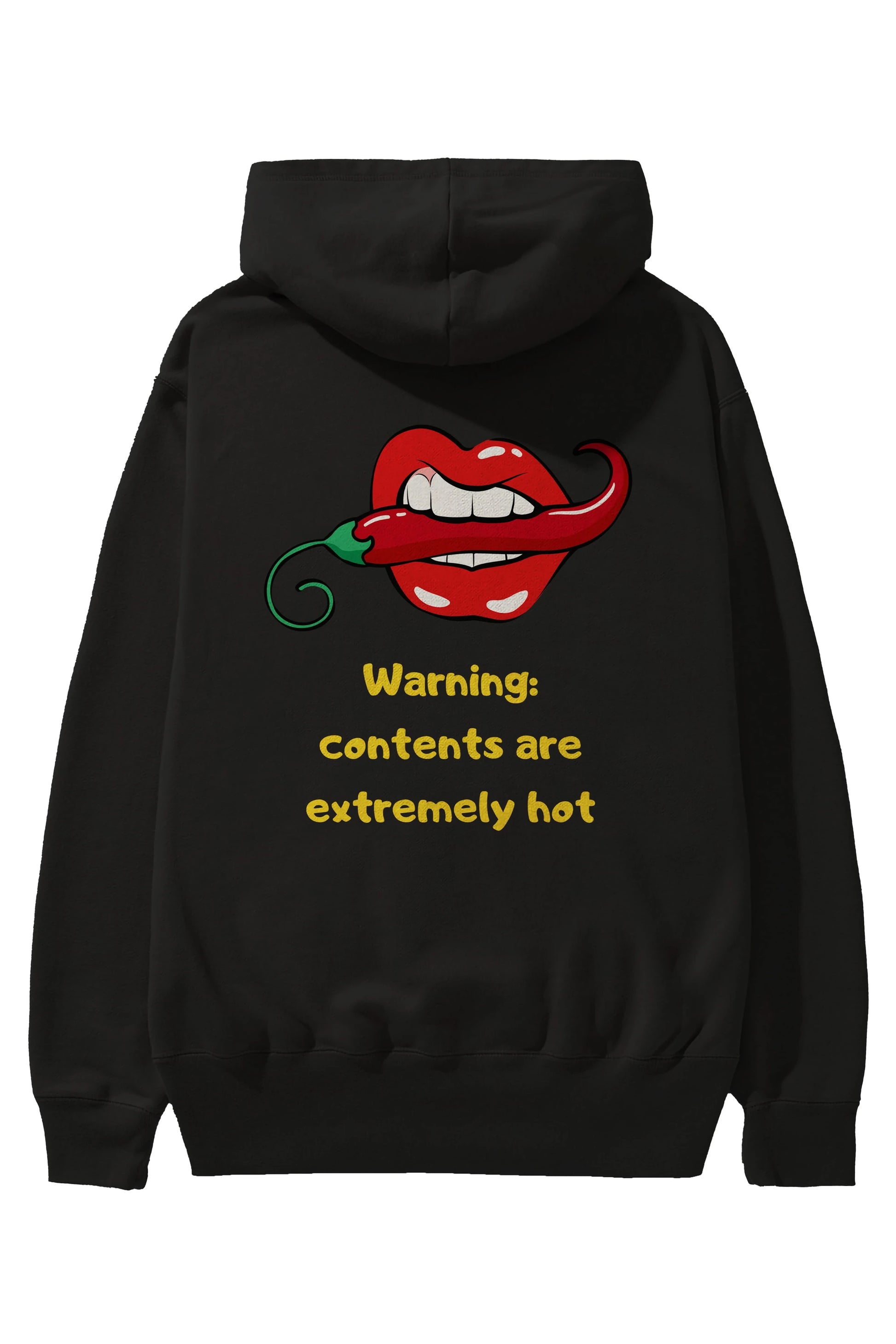 Warning Contents Yazılı Arka Baskılı Oversize Hoodie Kapüşonlu Sweatshirt Erkek Kadın Unisex