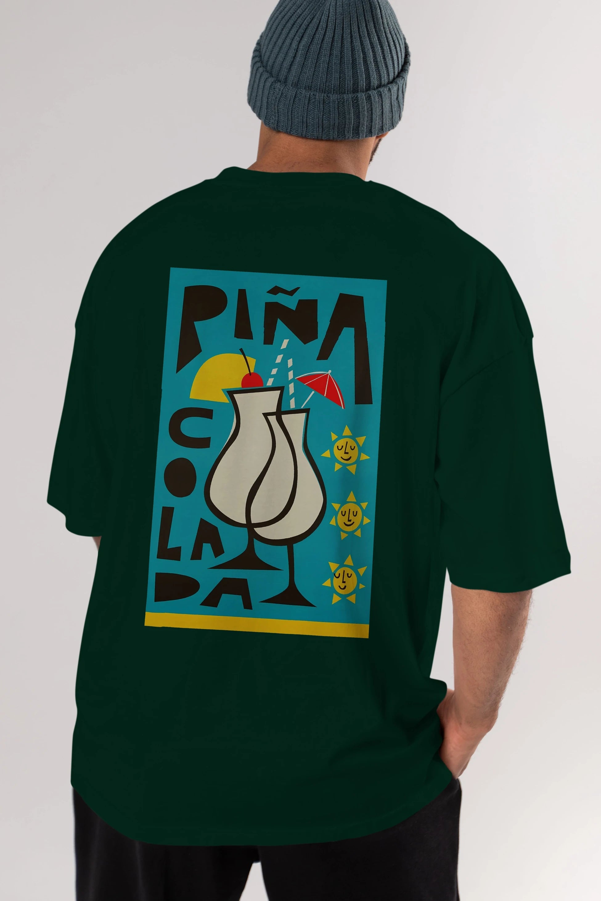 Pina Colada 4 Arka Baskılı Oversize t-shirt Erkek Kadın Unisex %100 Pamuk Bisiklet Yaka tişort