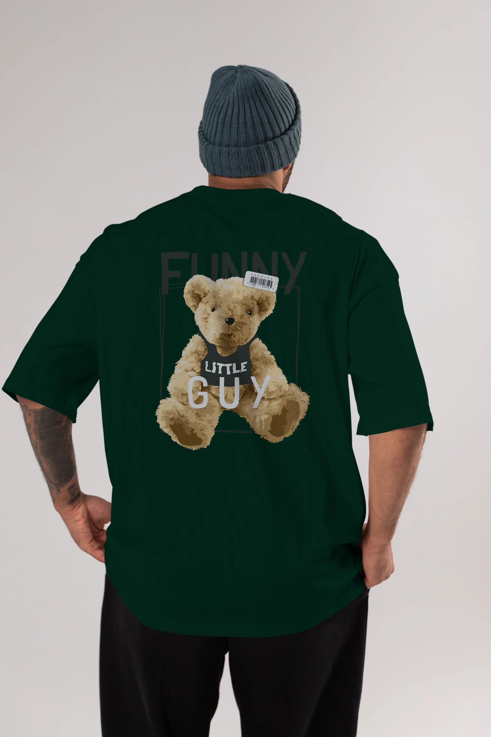 Teddy Bear Funny Arka Baskılı Oversize t-shirt Erkek Kadın Unisex %100 Pamuk