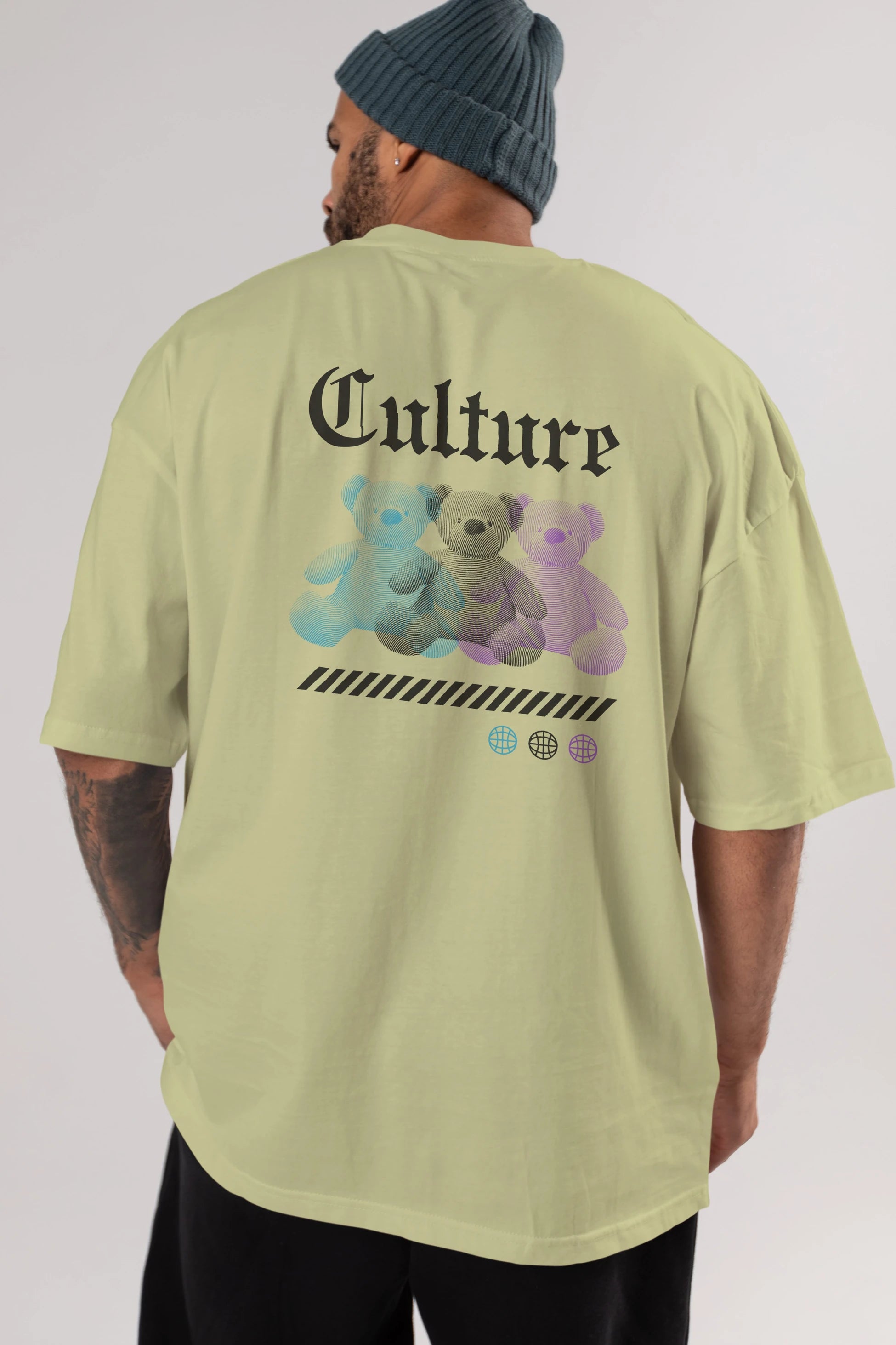 Culture Bear Arka Baskılı Oversize t-shirt Erkek Kadın Unisex