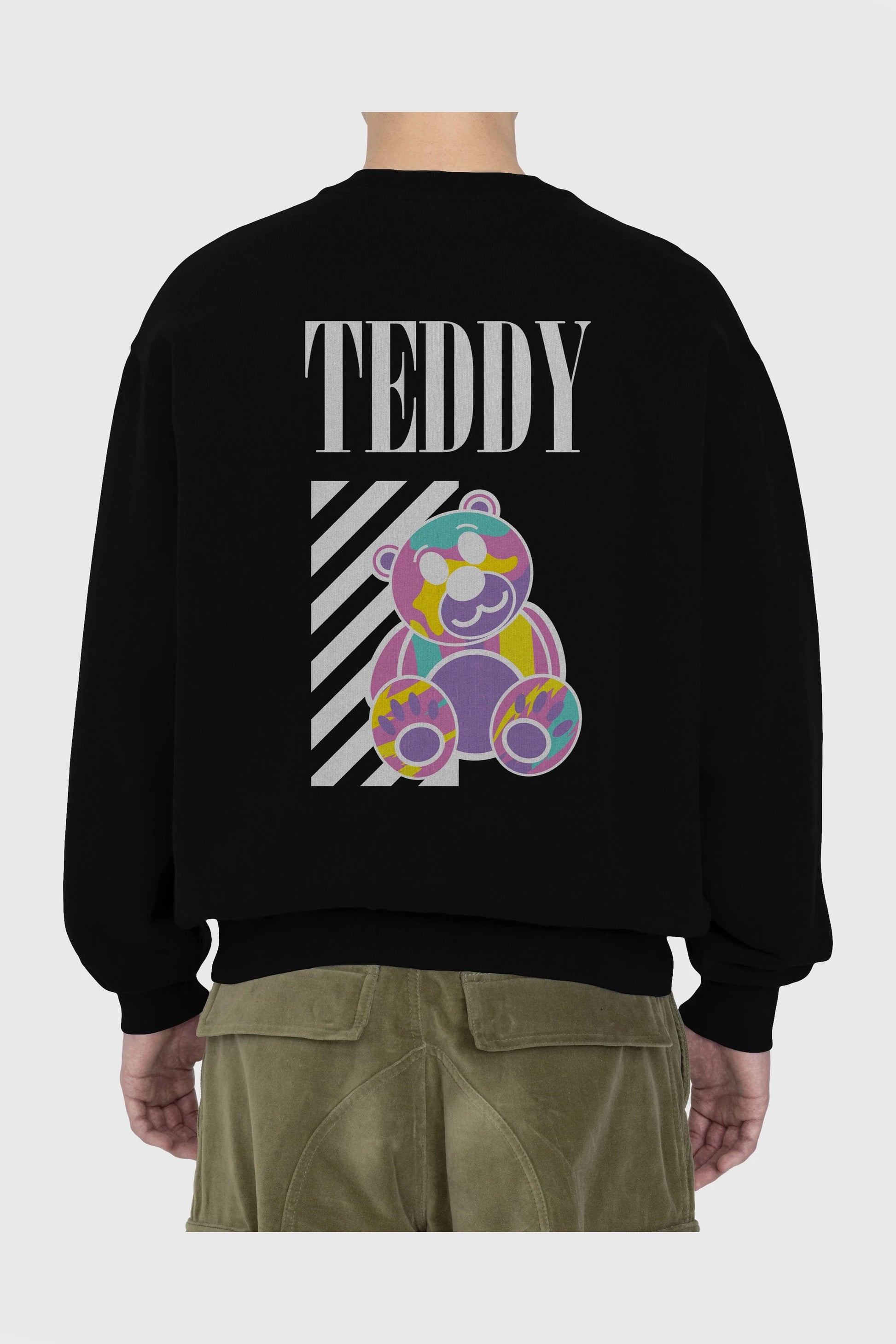 Teddy Bear 2 Arka Baskılı Oversize Sweatshirt Erkek Kadın Unisex