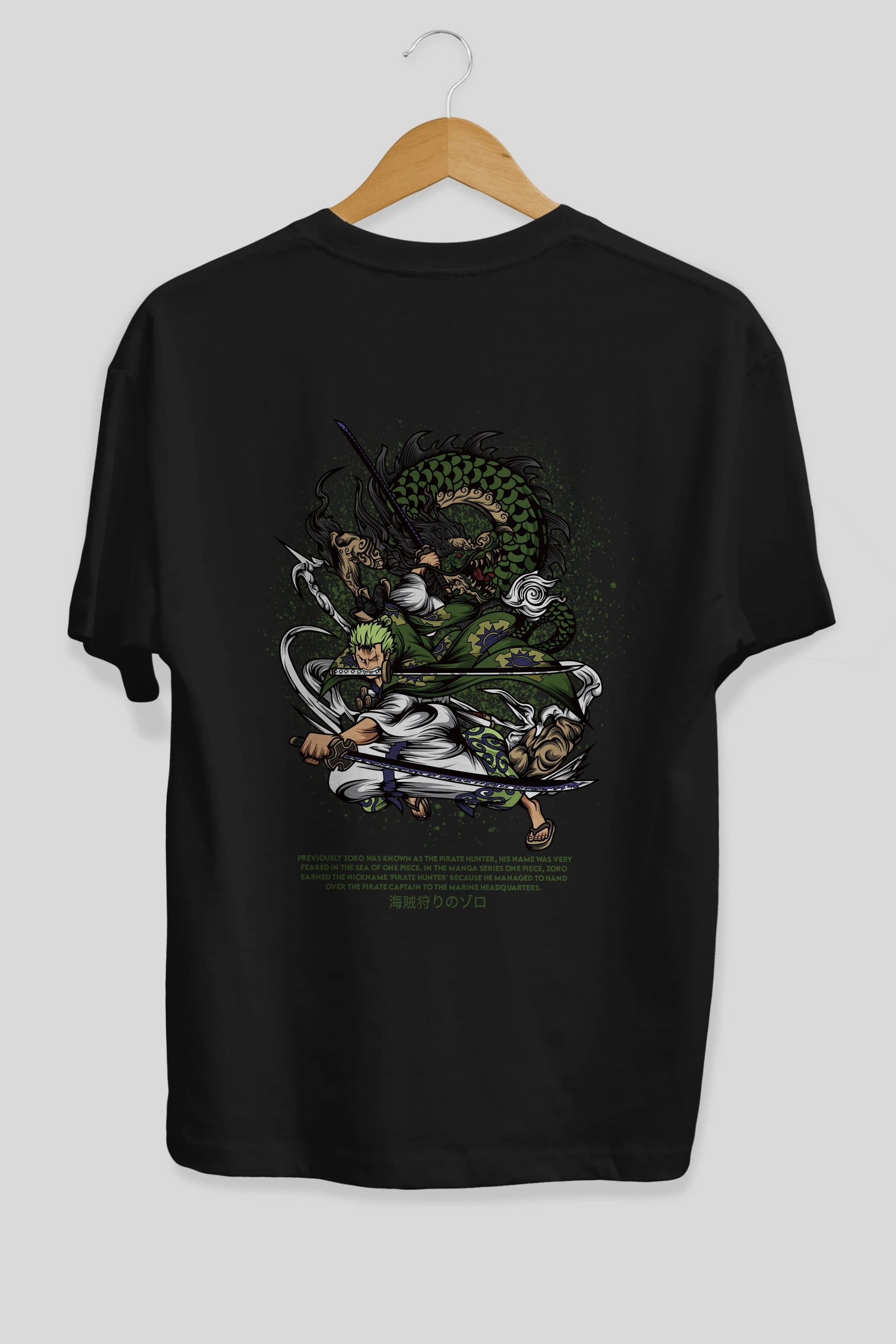 Zoro-ONE PIECE Anime Arka Baskılı Oversize t-shirt Erkek Kadın Unisex