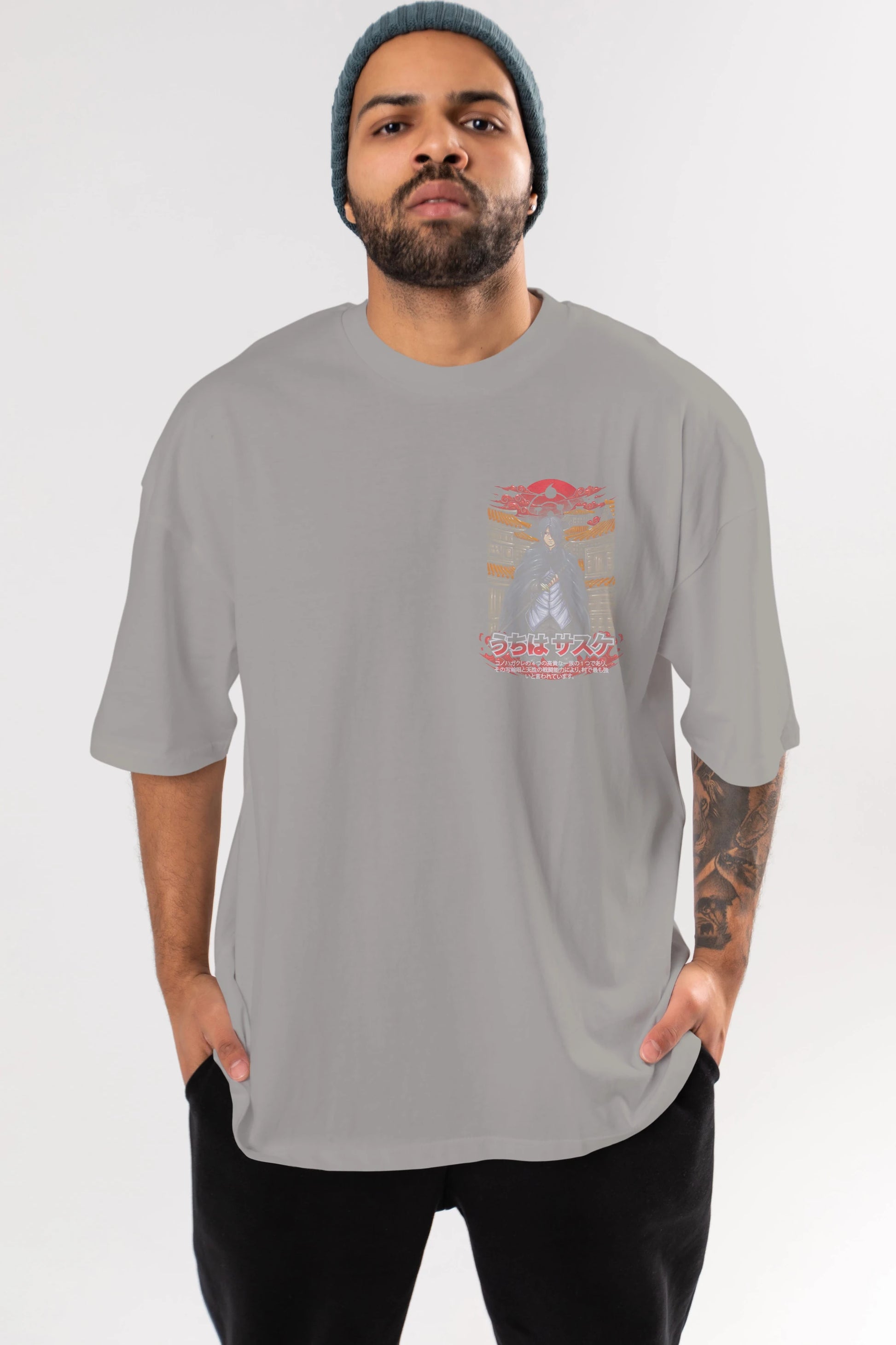 NARUTO SASUKE UCHIHA 1 Ön Sol Baskılı Oversize t-shirt Erkek Kadın Unisex %100 Pamuk Bisiklet Yaka tişort