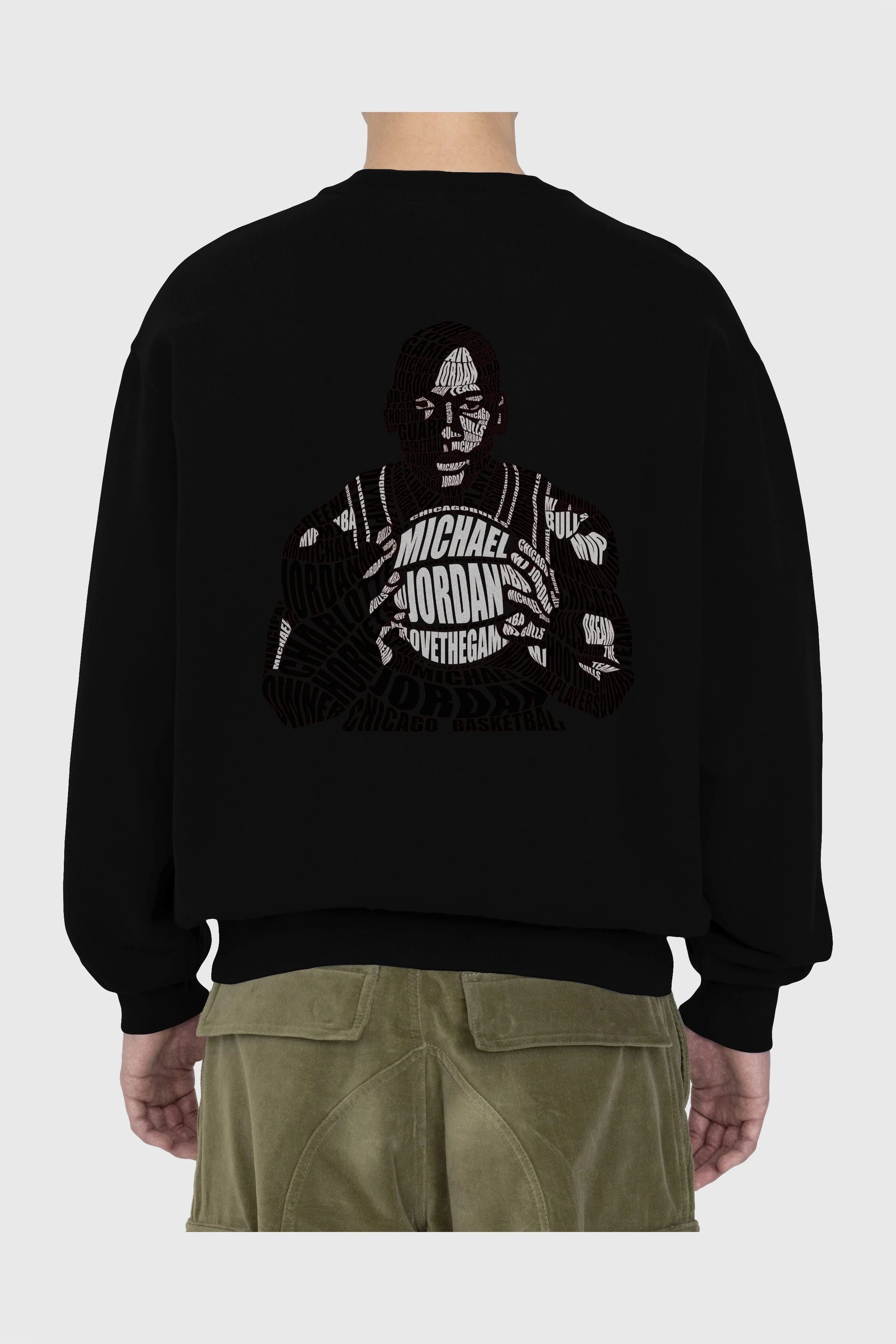 Michael Jordan Calligram Arka Baskılı Oversize Sweatshirt Erkek Kadın Unisex