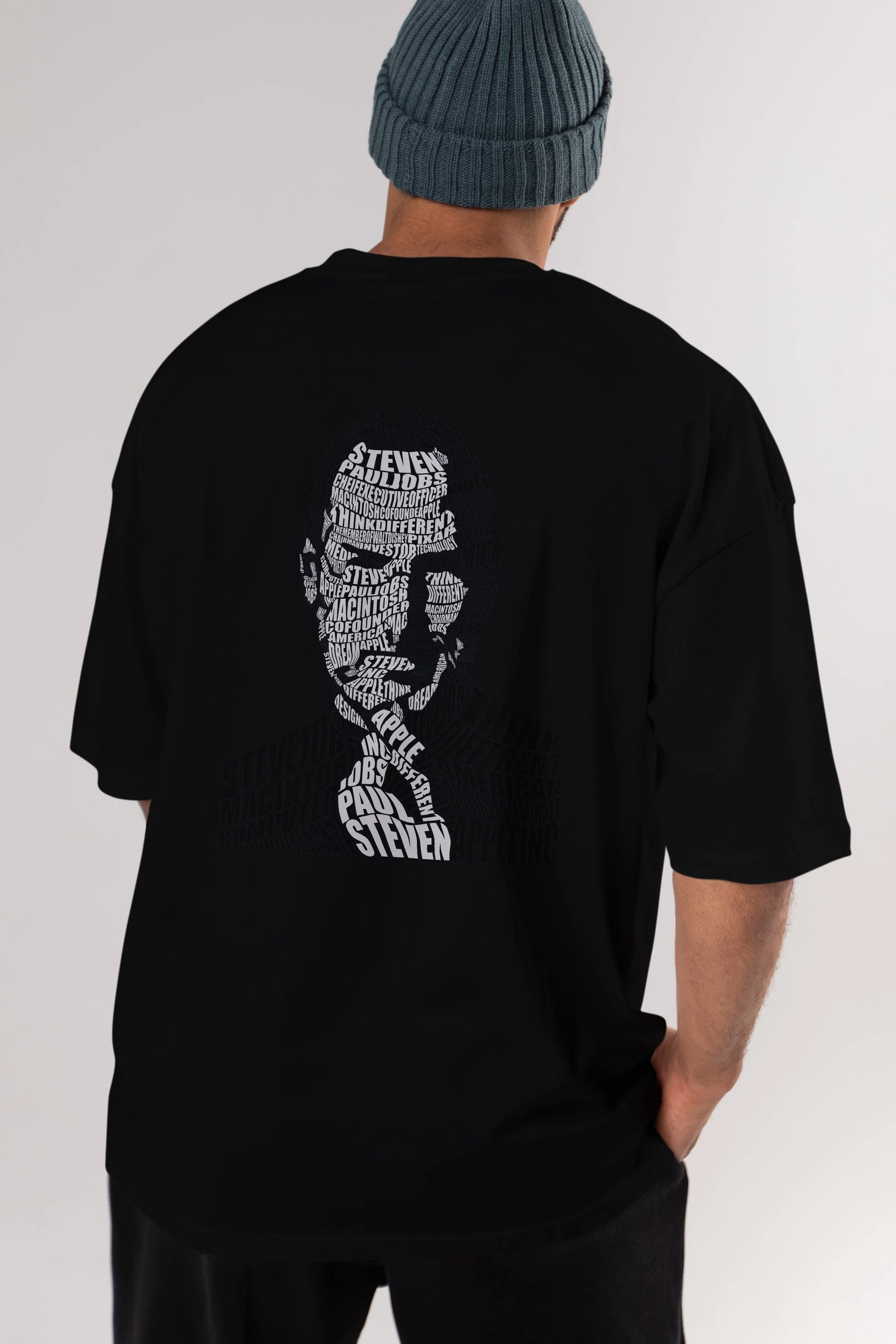 Steve Jobs Calligram Arka Baskılı Oversize t-shirt %100 pamuk Erkek Kadın Unisex