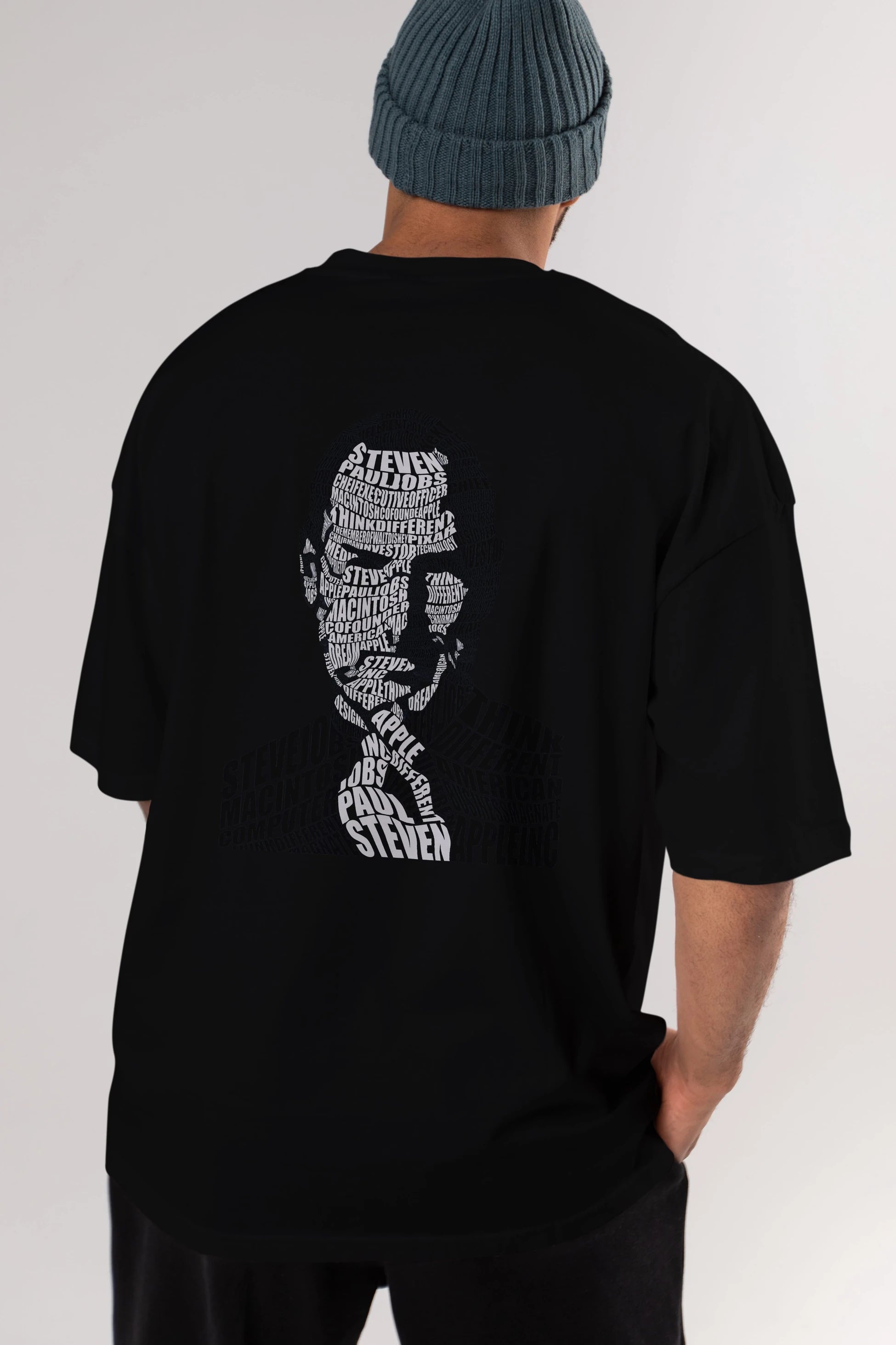 Steve Jobs Calligram Arka Baskılı Oversize t-shirt %100 pamuk Erkek Kadın Unisex