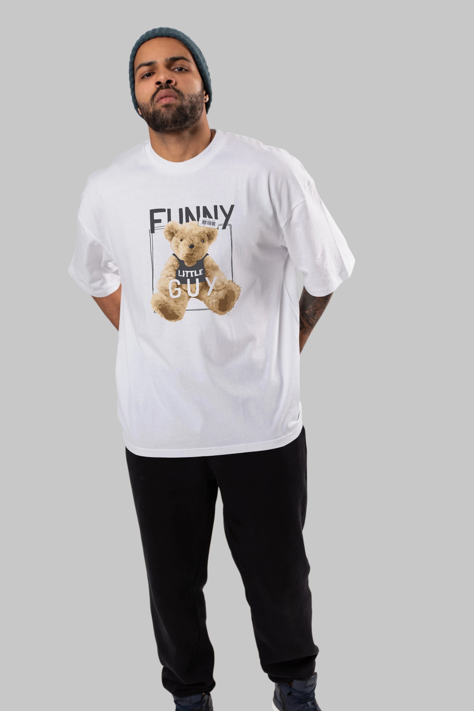 Teddy Bear Funny Ön Baskılı Oversize t-shirt Erkek Kadın Unisex %100 Pamuk