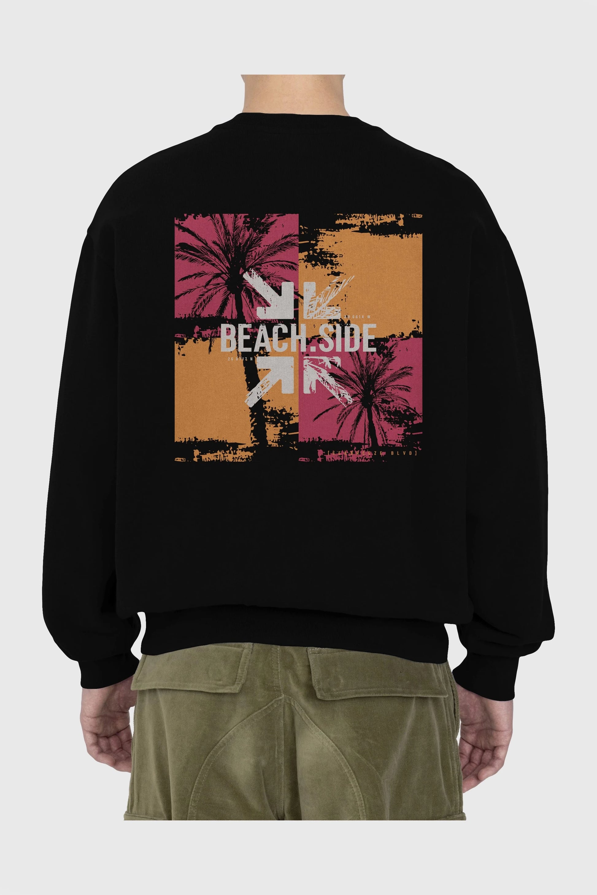 Beach Side Arka Baskılı Oversize Sweatshirt Erkek Kadın Unisex