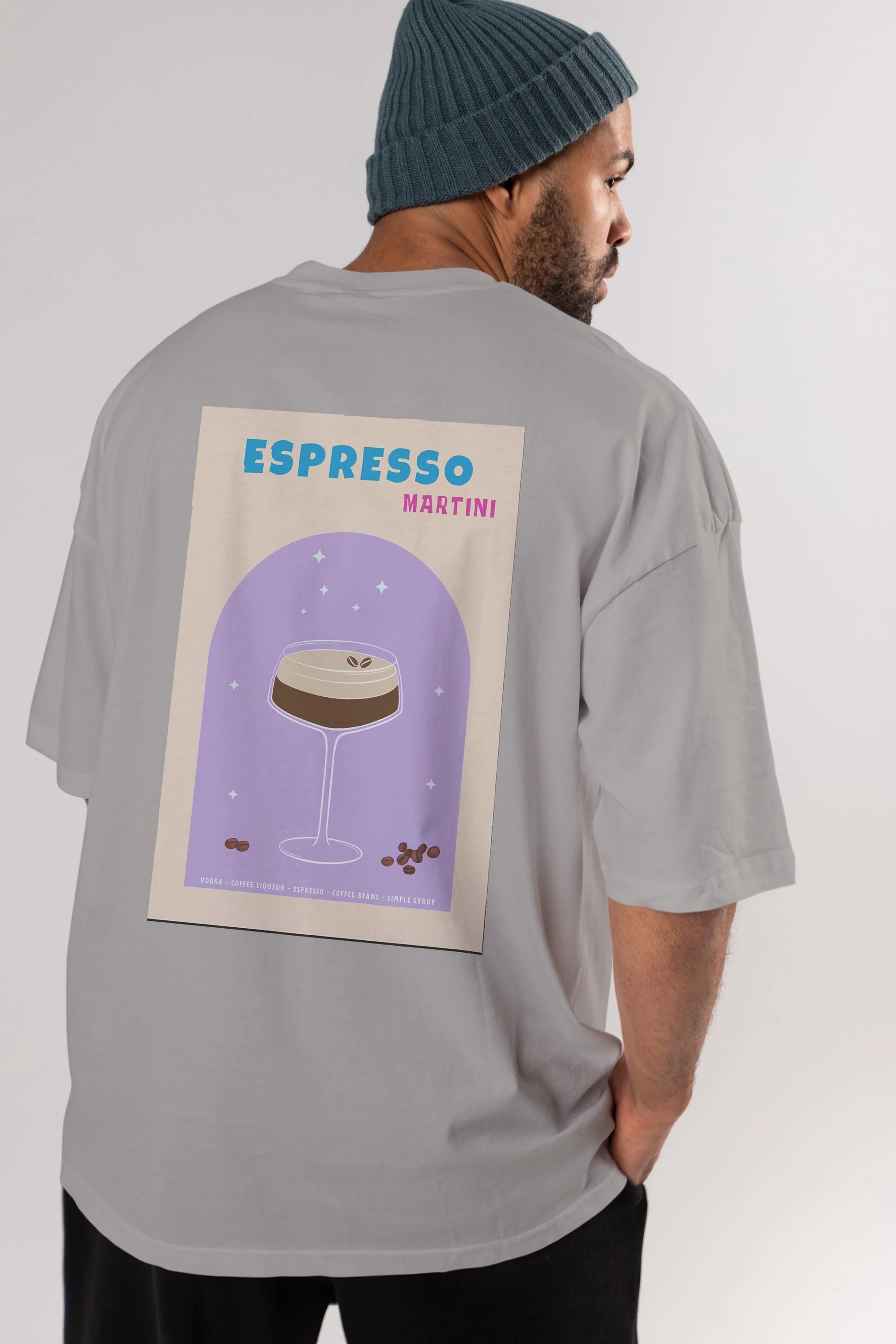 Espresso Martini 5 Arka Baskılı Oversize t-shirt Erkek Kadın Unisex %100 Pamuk Bisiklet Yaka tişort