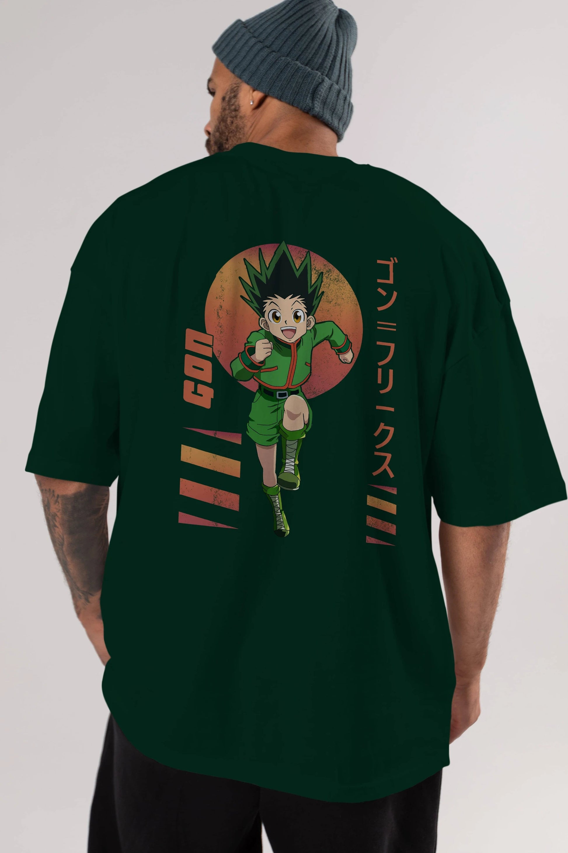 Gon Freecss HUNTER X HUNTER 2 Anime Arka Baskılı Oversize t-shirt Erkek Kadın Unisex