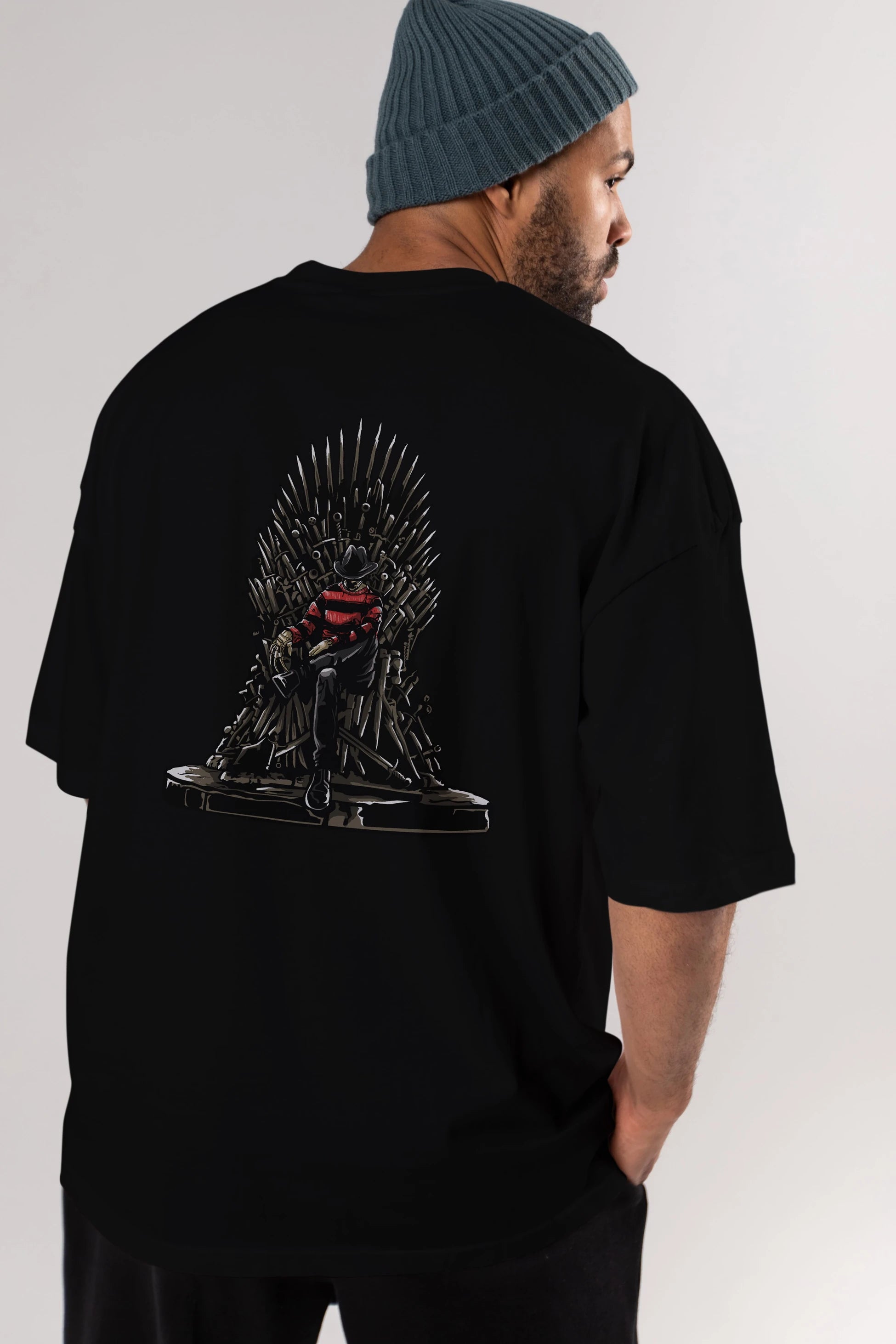 Nightmare Throne Arka Baskılı Oversize t-shirt Erkek Kadın Unisex %100 Pamuk